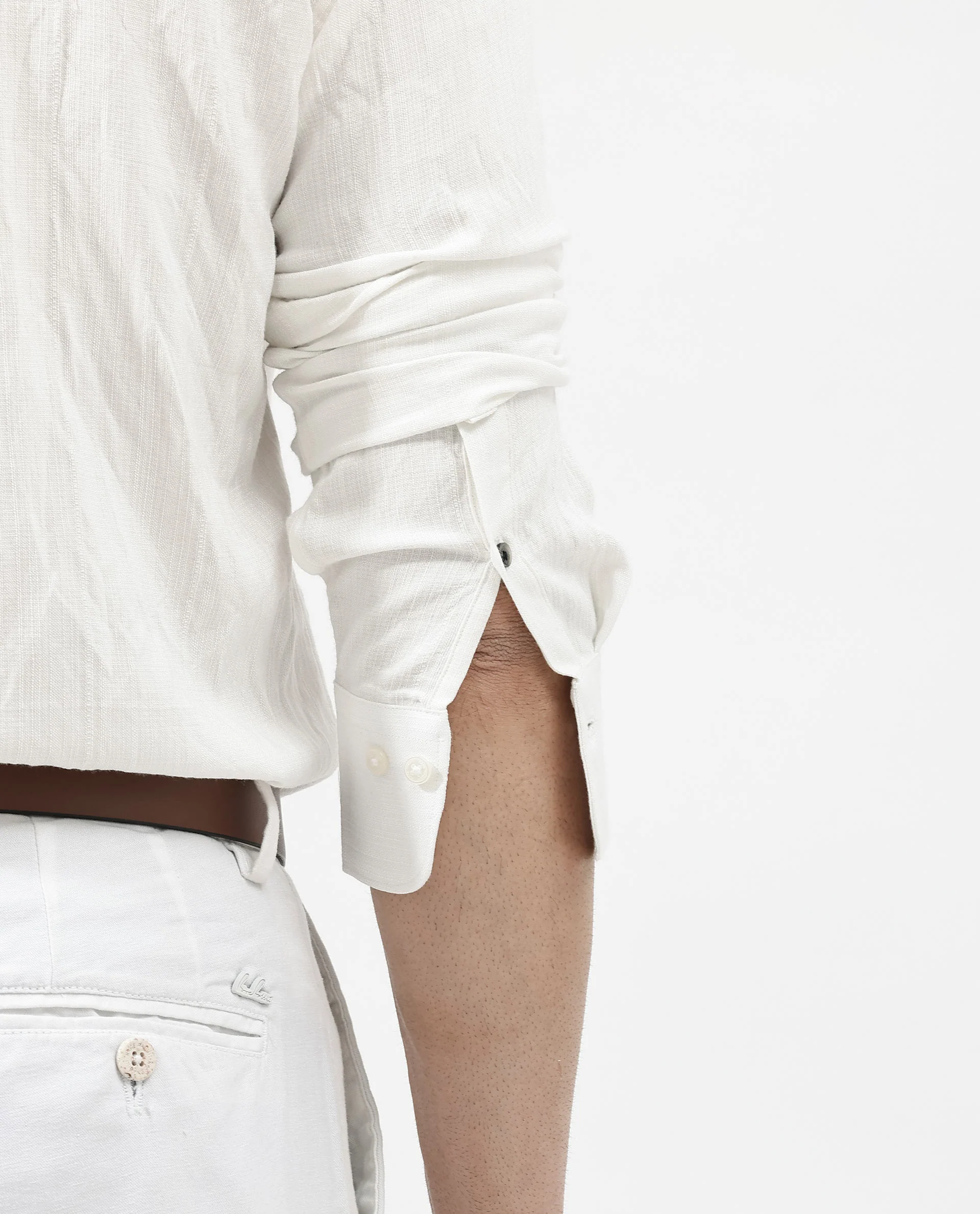 Rare Rabbit Men's Ufa White Viscose Plain Regular Fit Full Sleeve Collared Shirt - Image 4