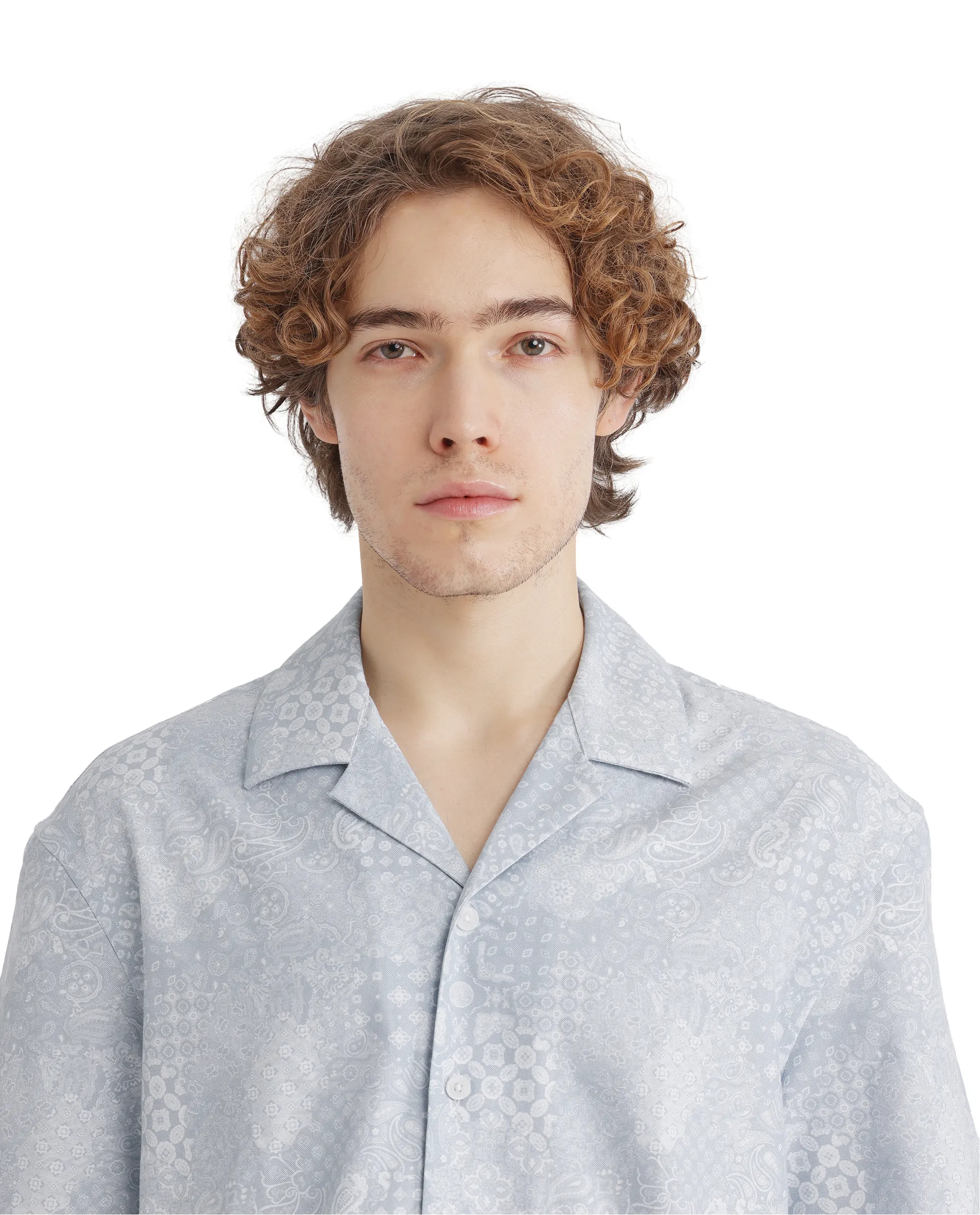 Rare Rabbit Men's Uffy Light Blue Cotton Abstract Print Boxy Fit Half Sleeve Cuban Collar Shirt - Image 8