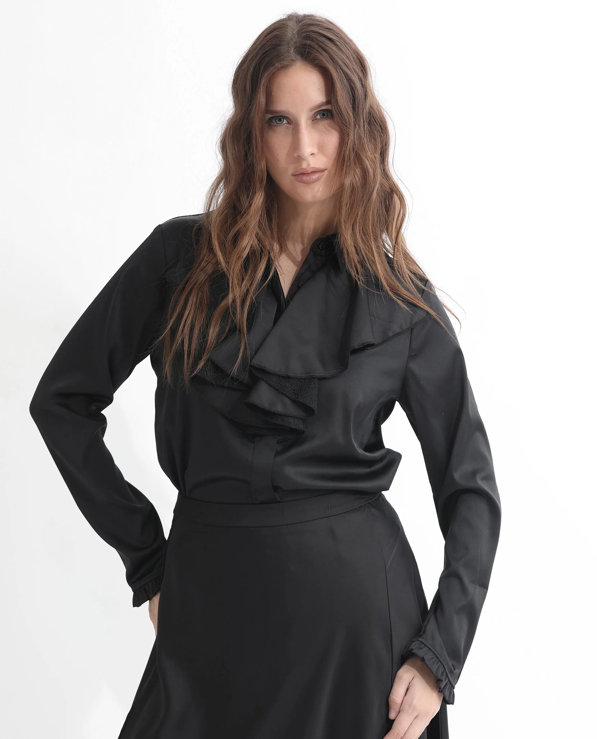 Rareism Women's Uitson Black Polyester Sweetheart Neck Plain Raglan Sleeve Relaxed Fit Top - Image 14