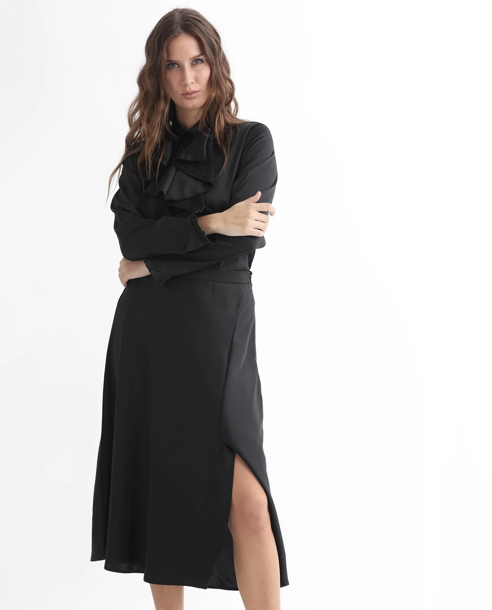 Rareism Women's Uitson Black Polyester Sweetheart Neck Plain Raglan Sleeve Relaxed Fit Top - Image 3