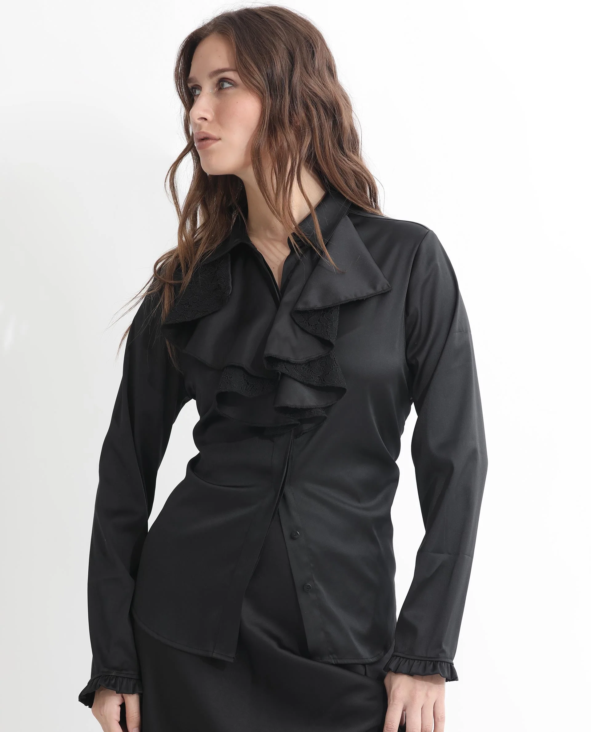 Rareism Women's Uitson Black Polyester Sweetheart Neck Plain Raglan Sleeve Relaxed Fit Top - Image 5