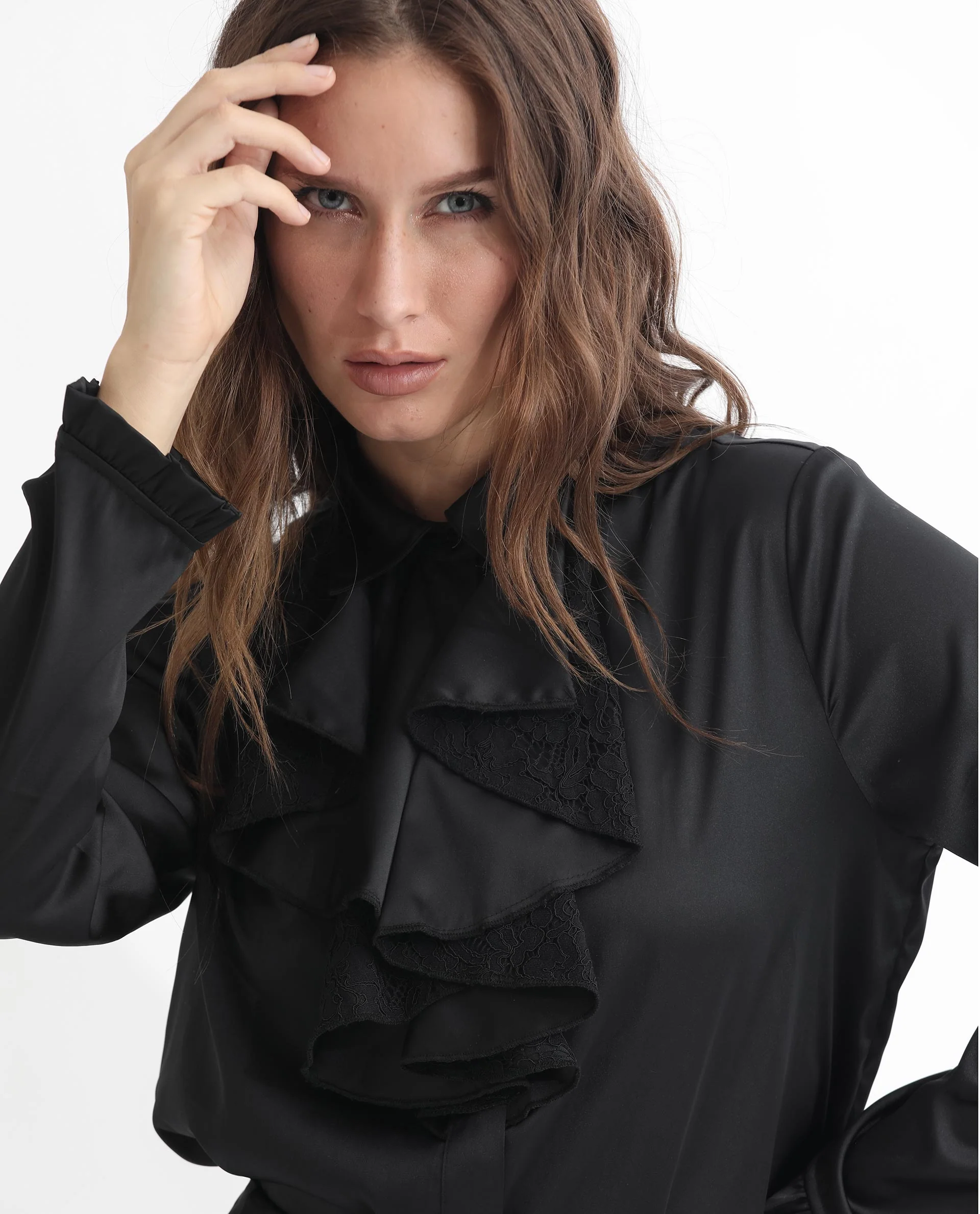 Rareism Women's Uitson Black Polyester Sweetheart Neck Plain Raglan Sleeve Relaxed Fit Top - Image 7
