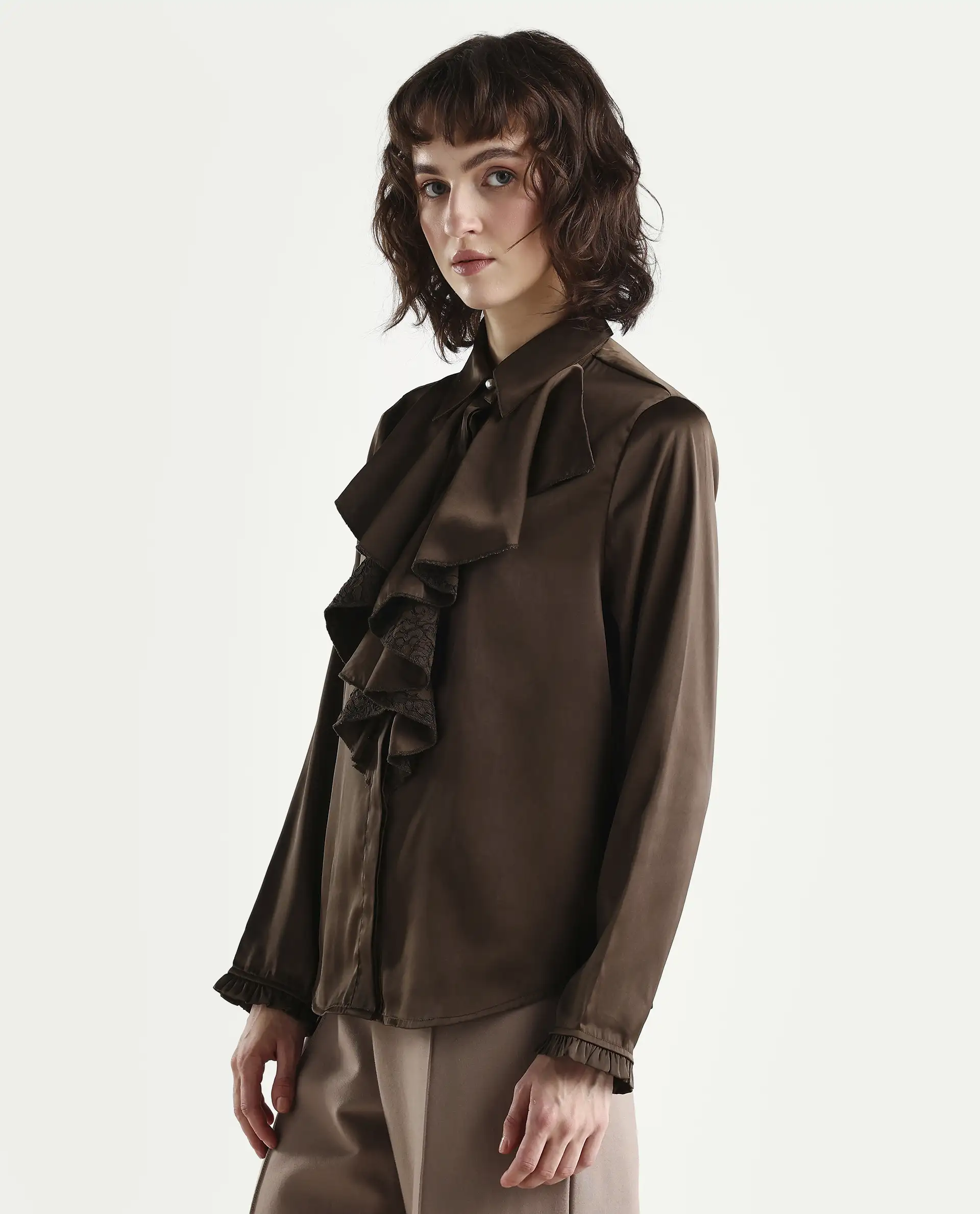 Rareism Women's Uitson Dark Olive Polyester Sweetheart Neck Plain Raglan Sleeve Relaxed Fit Top - Image 5