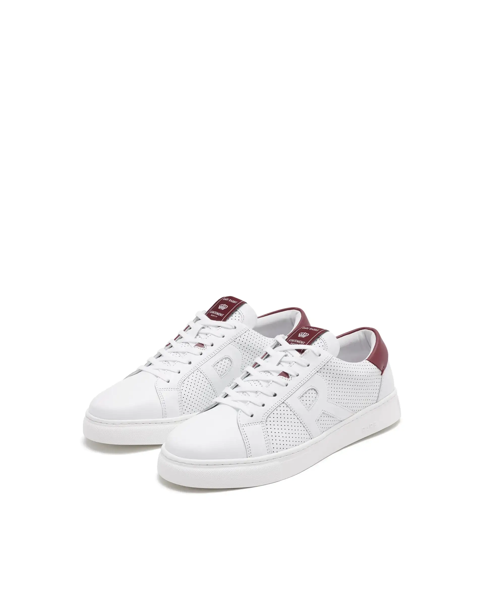 Rare Rabbit Men Umbra White Lace-Up Genuine Leather Low-Top Perforated Shoes - Image 3