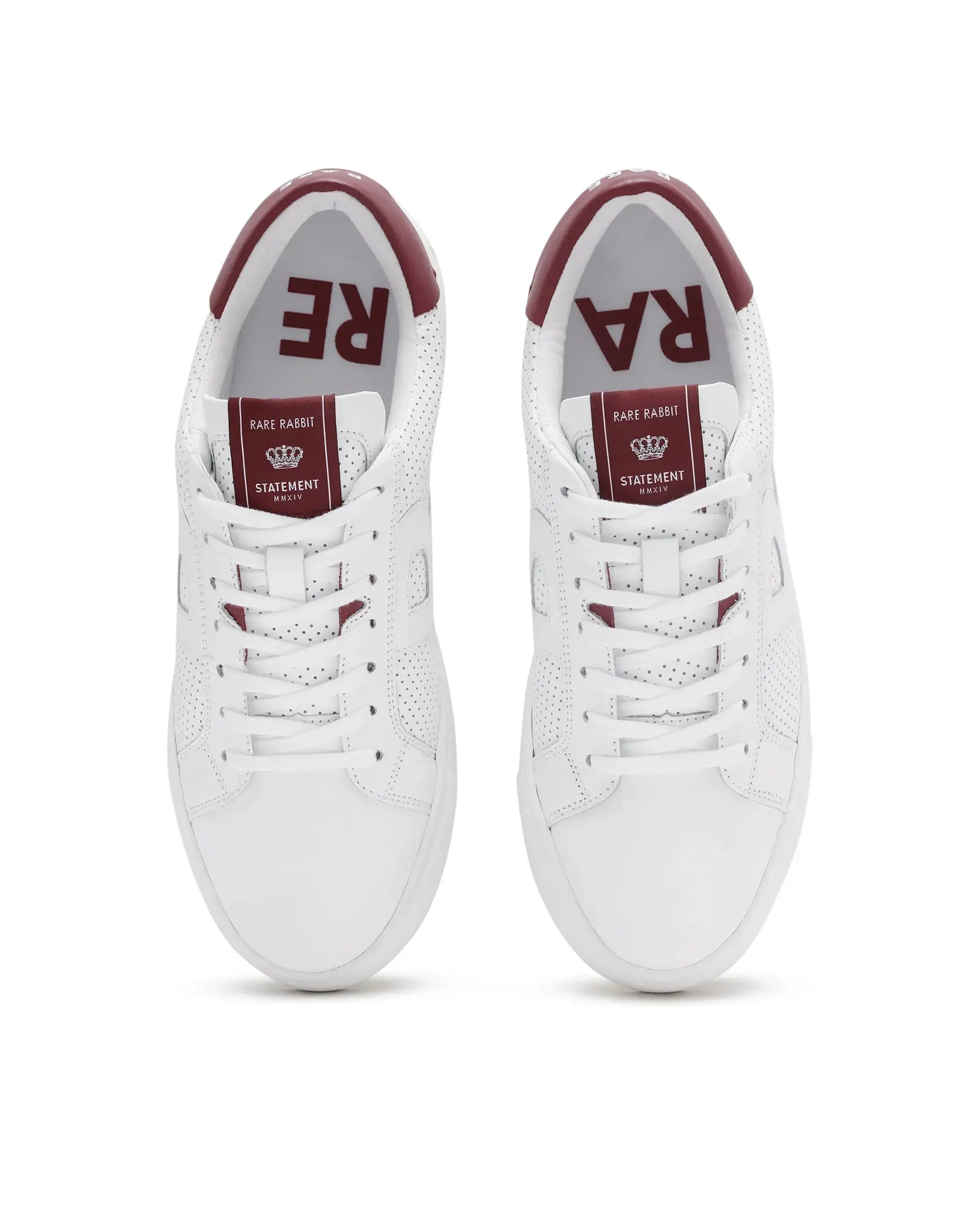 Rare Rabbit Men Umbra White Lace-Up Genuine Leather Low-Top Perforated Shoes - Image 5