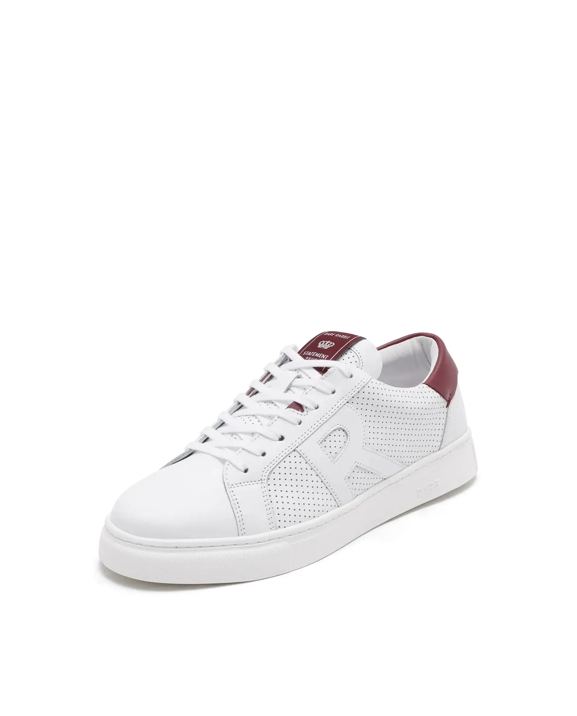 Rare Rabbit Men Umbra White Lace-Up Genuine Leather Low-Top Perforated Shoes - Image 8