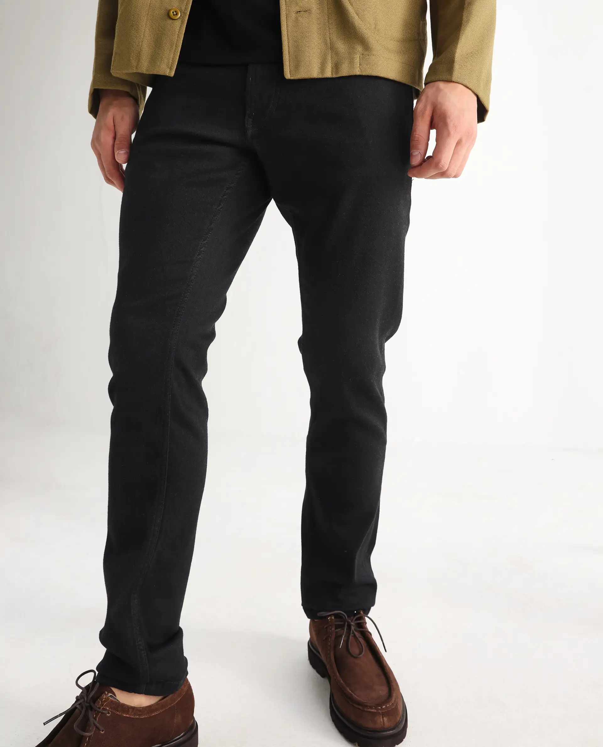 Rare Rabbit Men's Umo Black Cotton Blend Plain Hawk Slim Fit Jeans - Image 2