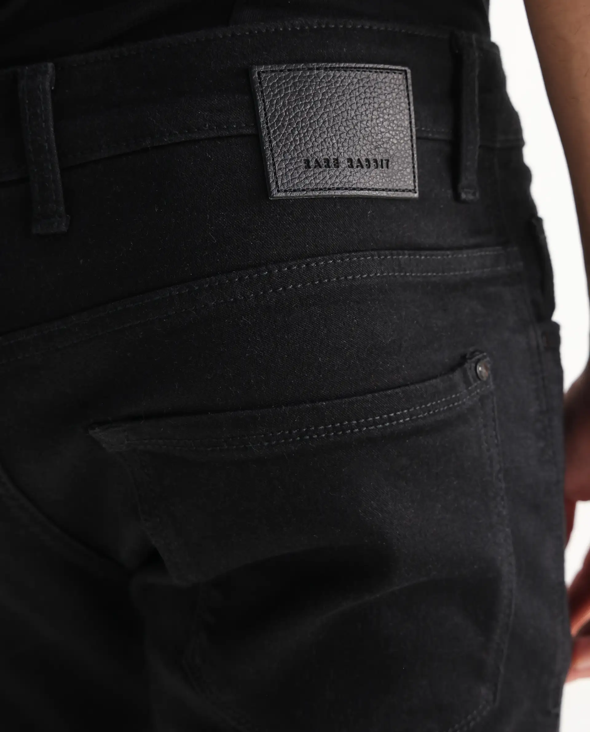 Rare Rabbit Men's Umo Black Cotton Blend Plain Hawk Slim Fit Jeans - Image 8