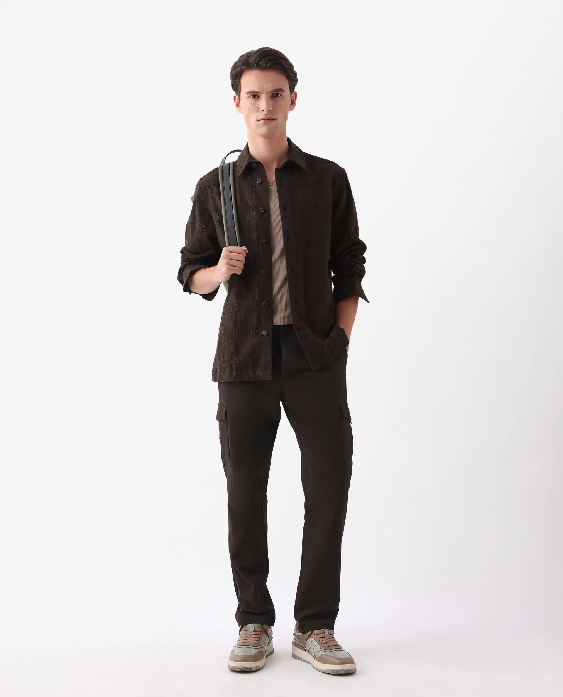 Rare Rabbit Men's Una Brown Cotton Checked Print Regular Fit Full Sleeve Collared Shirt - Image 2