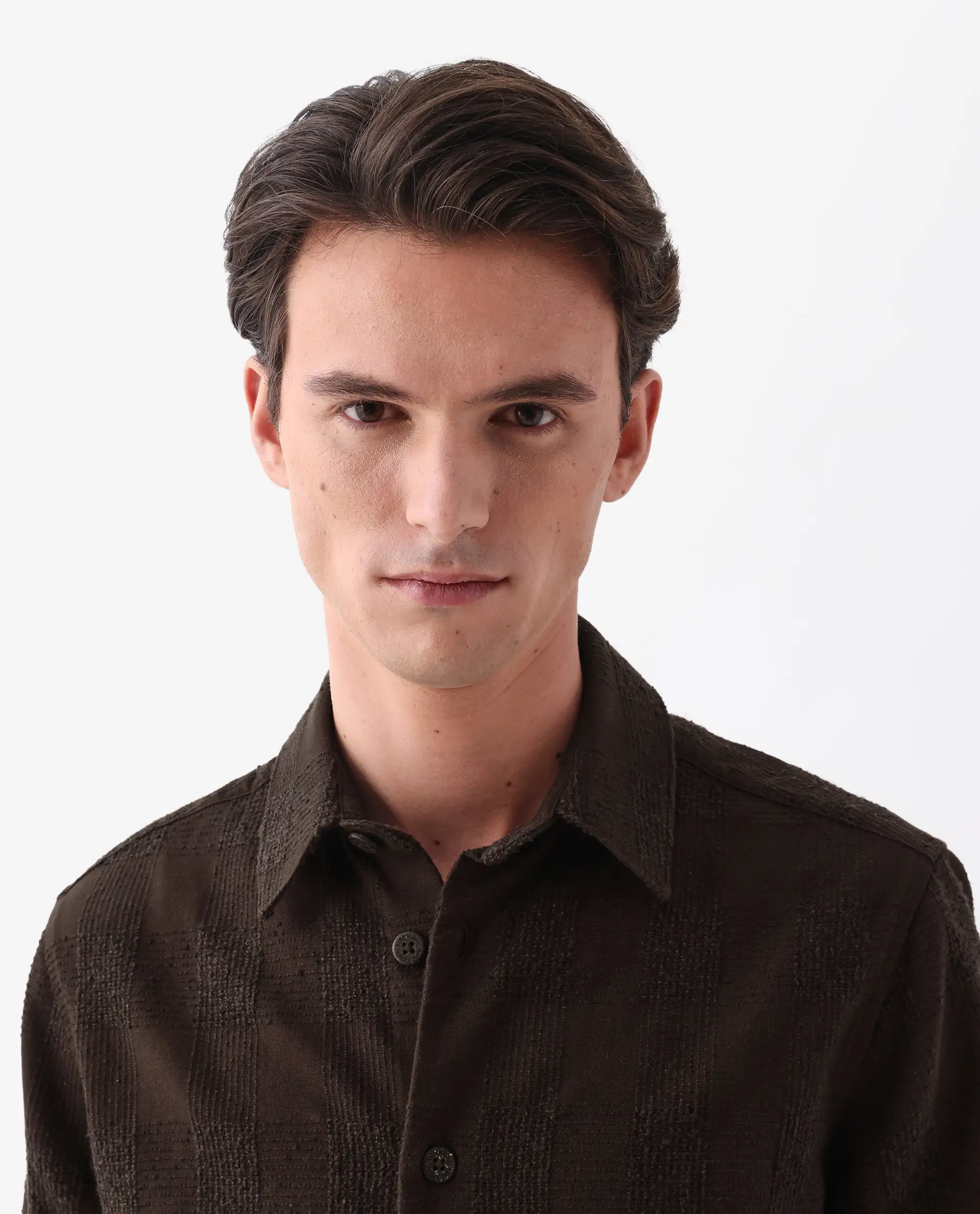 Rare Rabbit Men's Una Brown Cotton Checked Print Regular Fit Full Sleeve Collared Shirt - Image 5