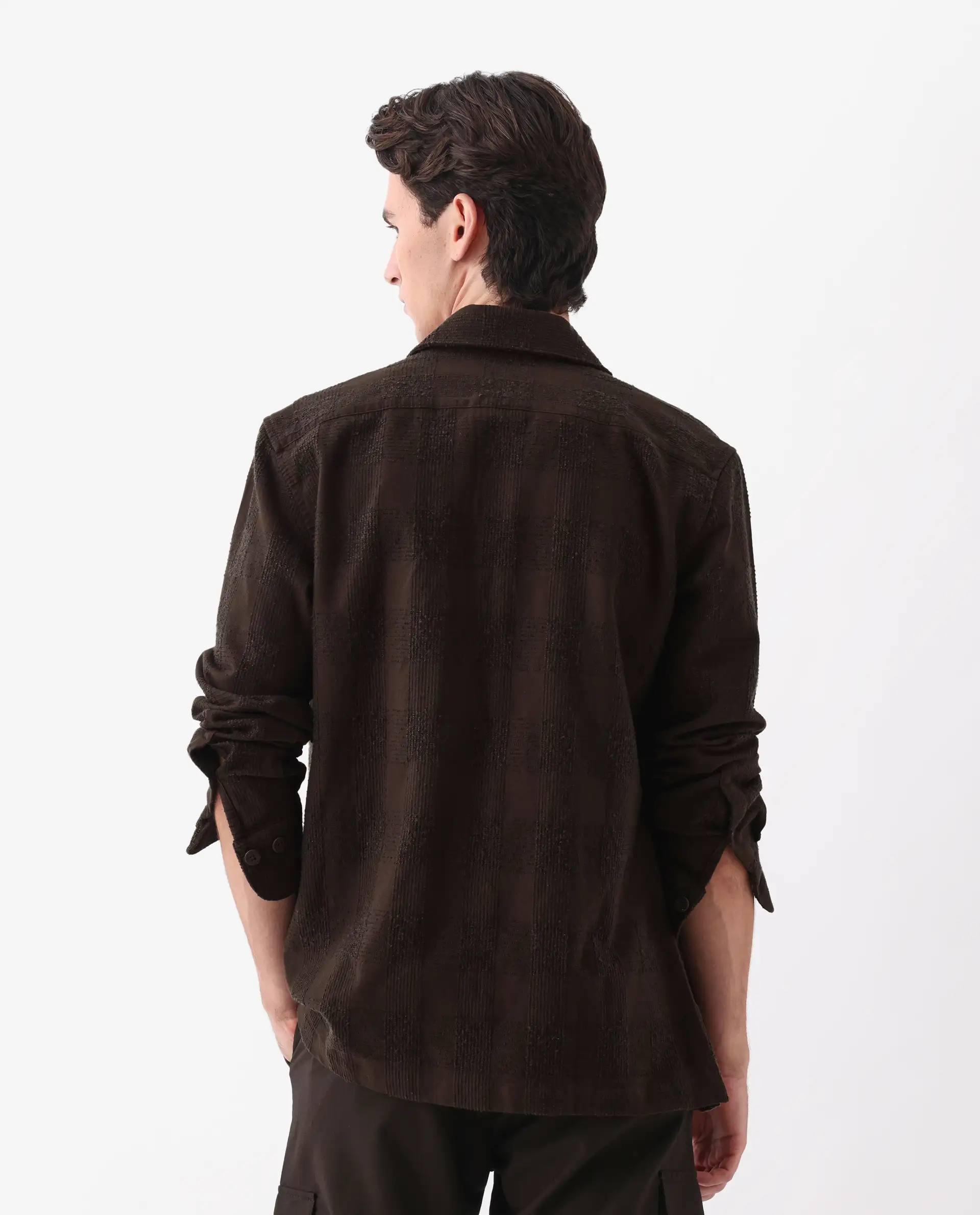 Rare Rabbit Men's Una Brown Cotton Checked Print Regular Fit Full Sleeve Collared Shirt - Image 8