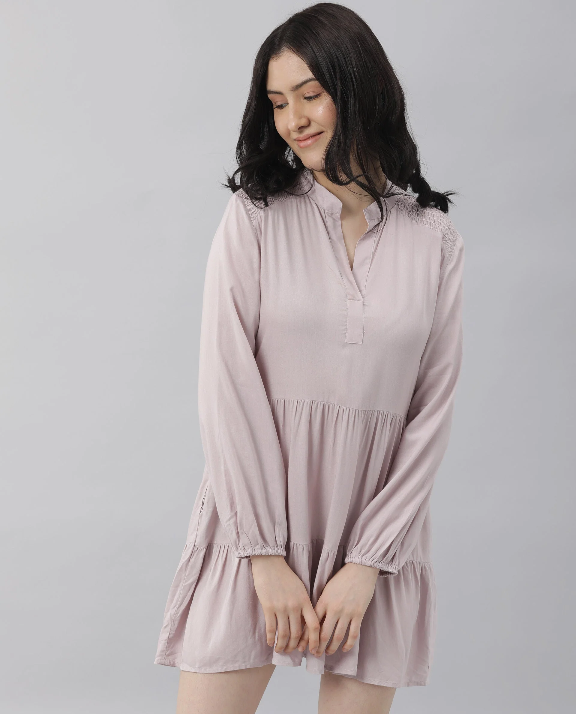 Rareism Women Unagi Purple Dress Full Sleeves Solid