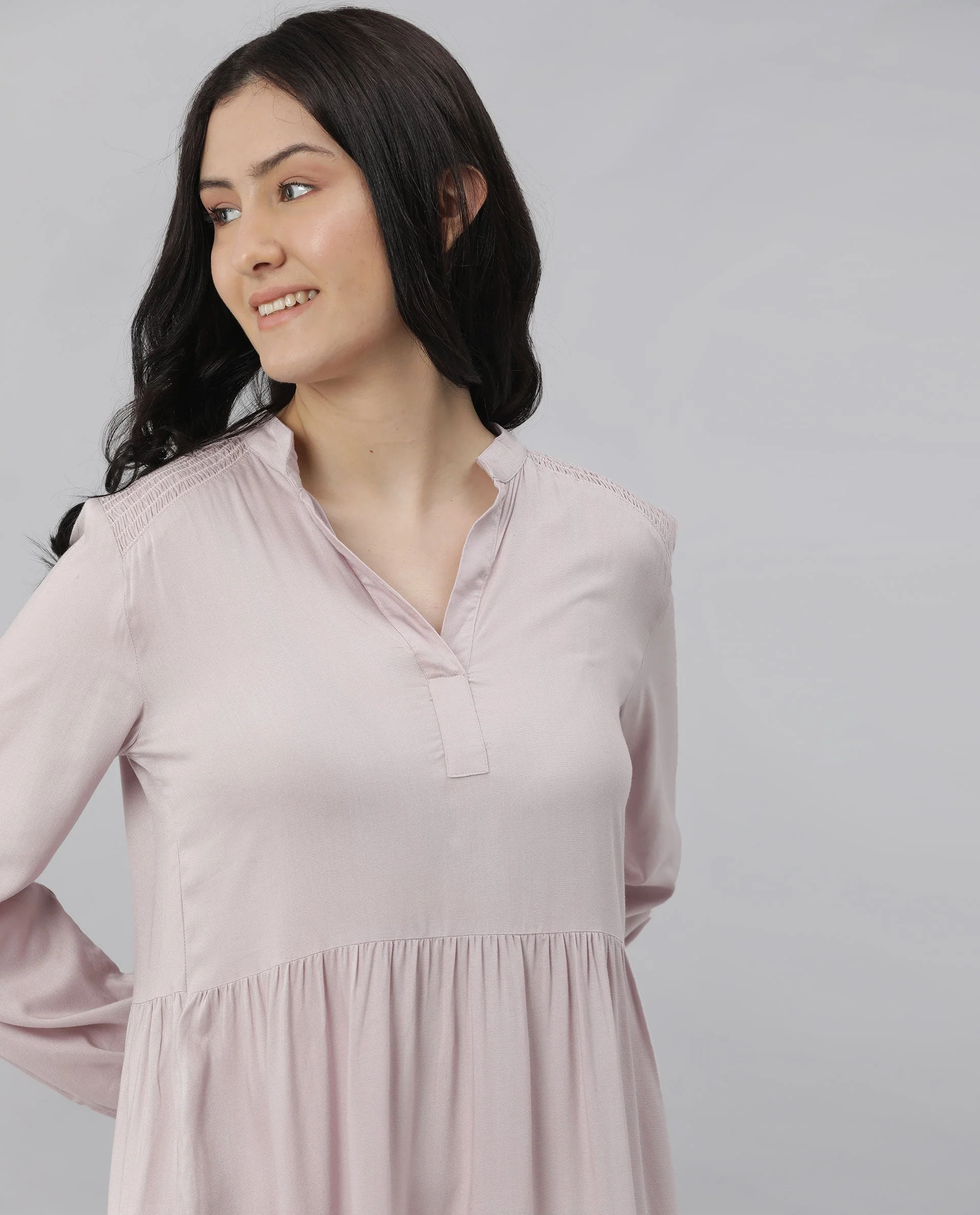 Rareism Women Unagi Purple Dress Full Sleeves Solid - Image 5