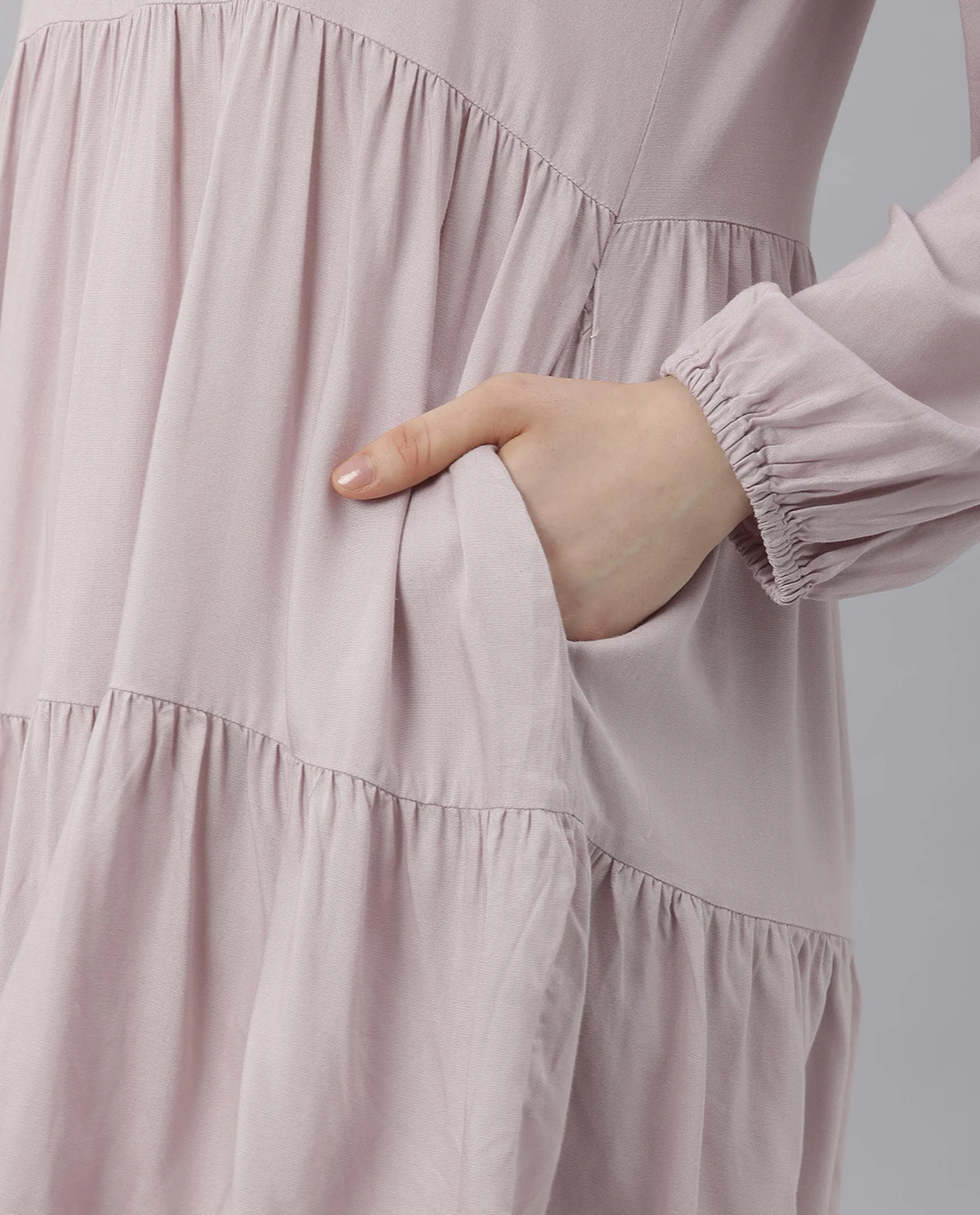 Rareism Women Unagi Purple Dress Full Sleeves Solid - Image 7