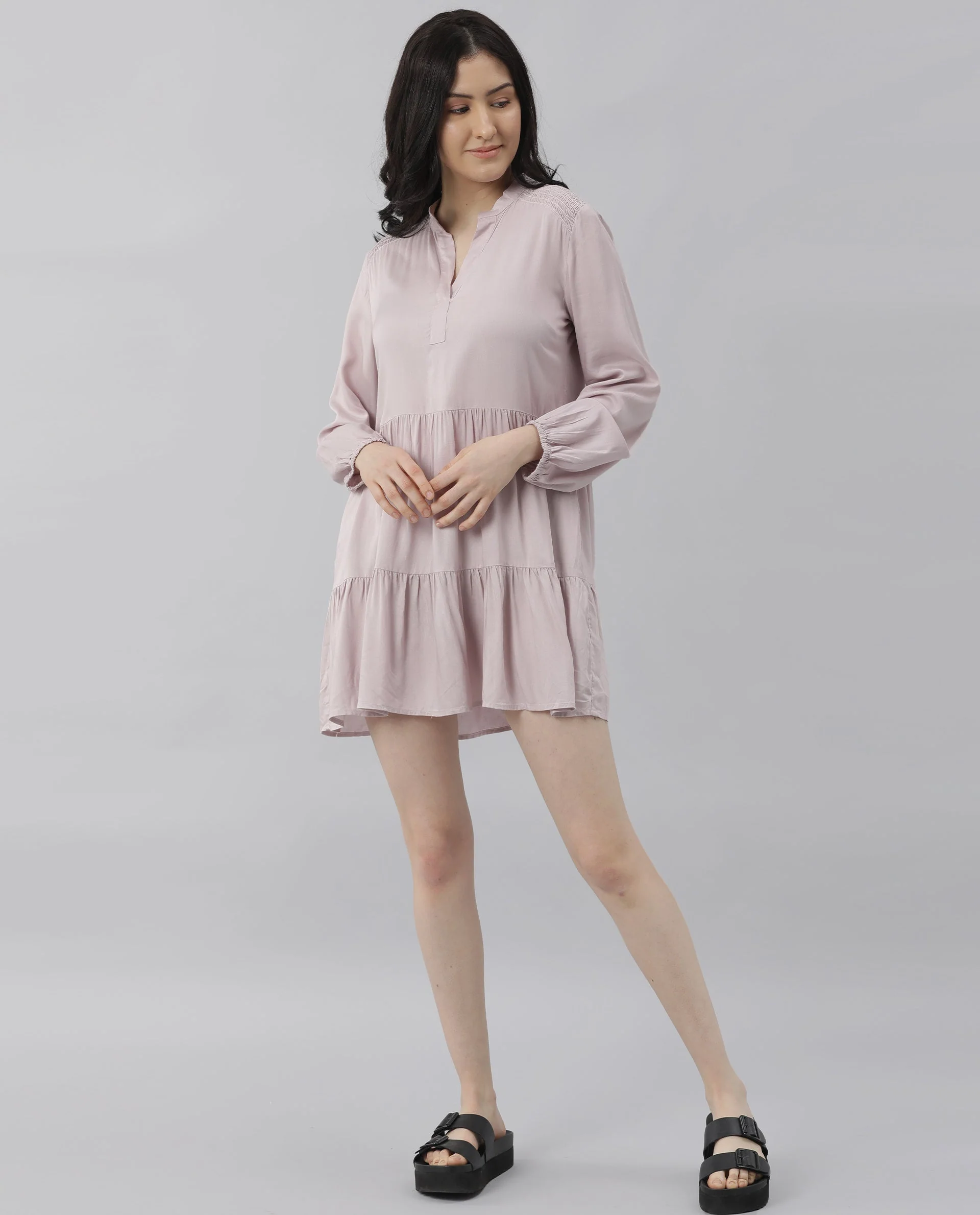 Rareism Women Unagi Purple Dress Full Sleeves Solid - Image 9