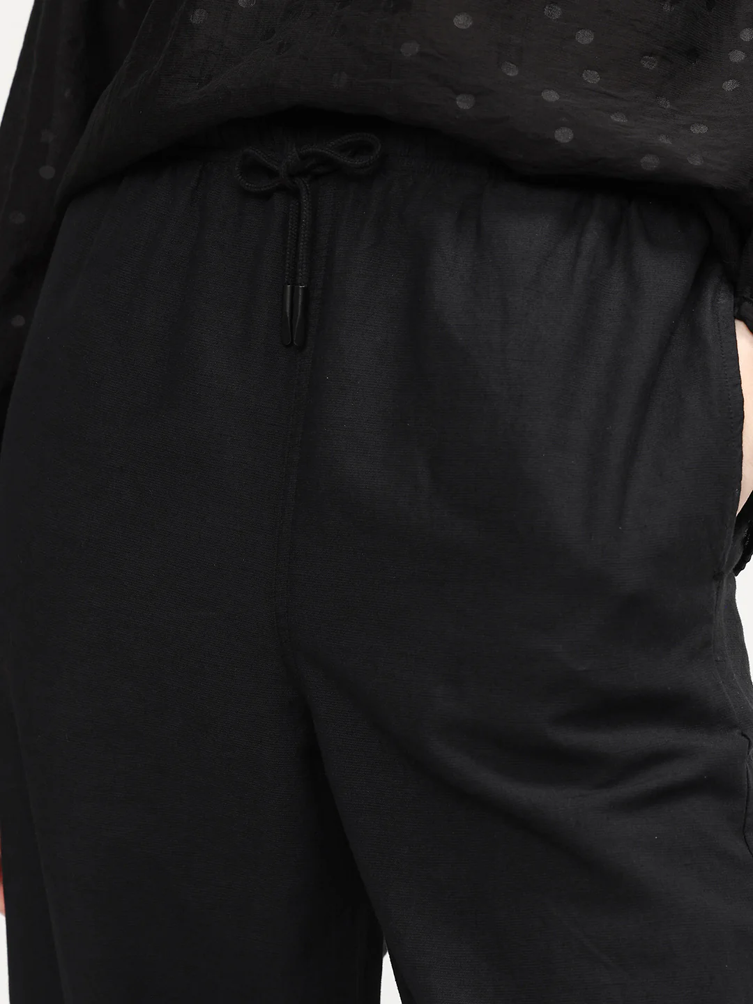 Rareism Women's Uniq Light Black Linen Blend Straight Plain Trouser - Image 4