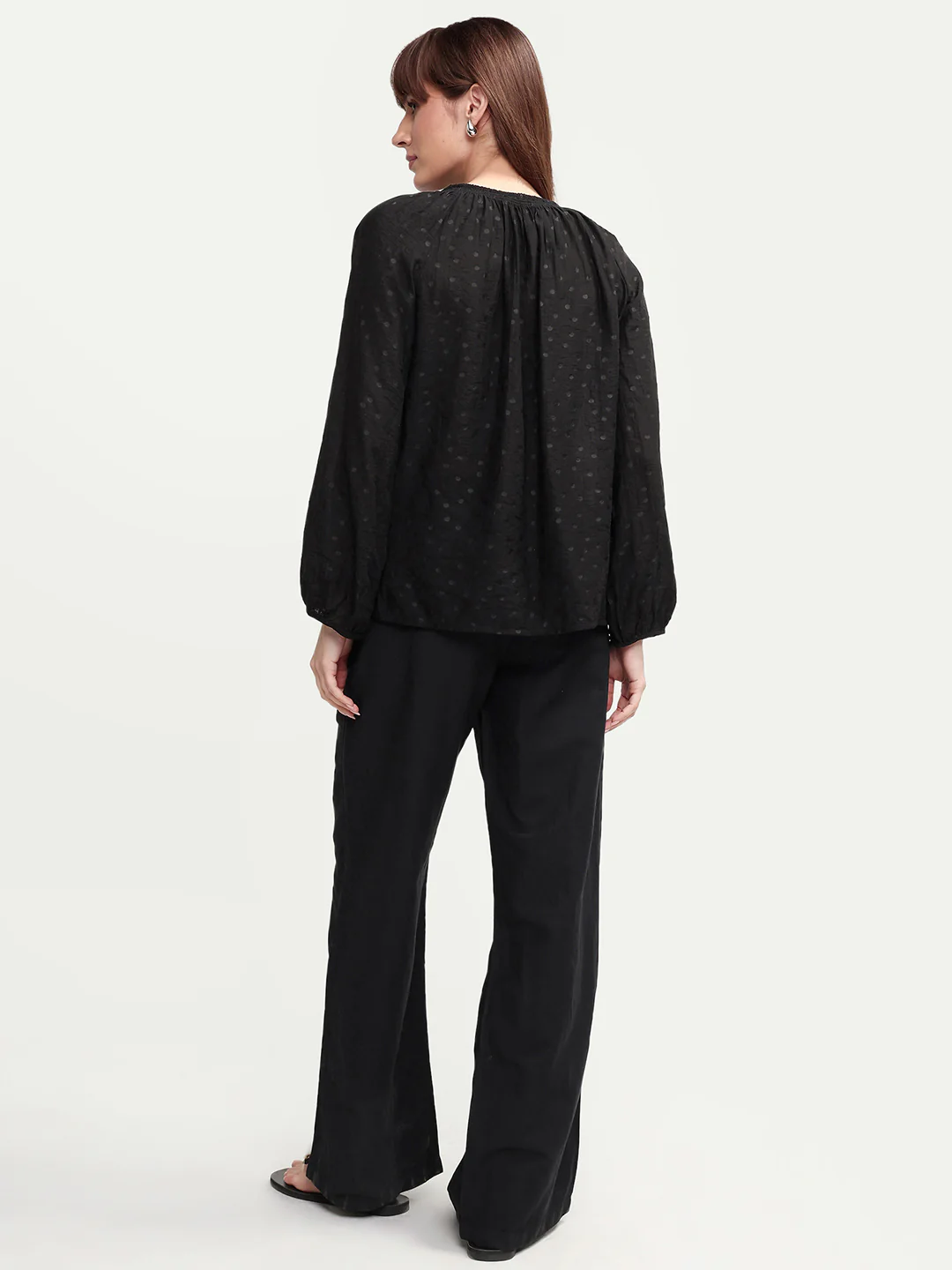 Rareism Women's Uniq Light Black Linen Blend Straight Plain Trouser - Image 7