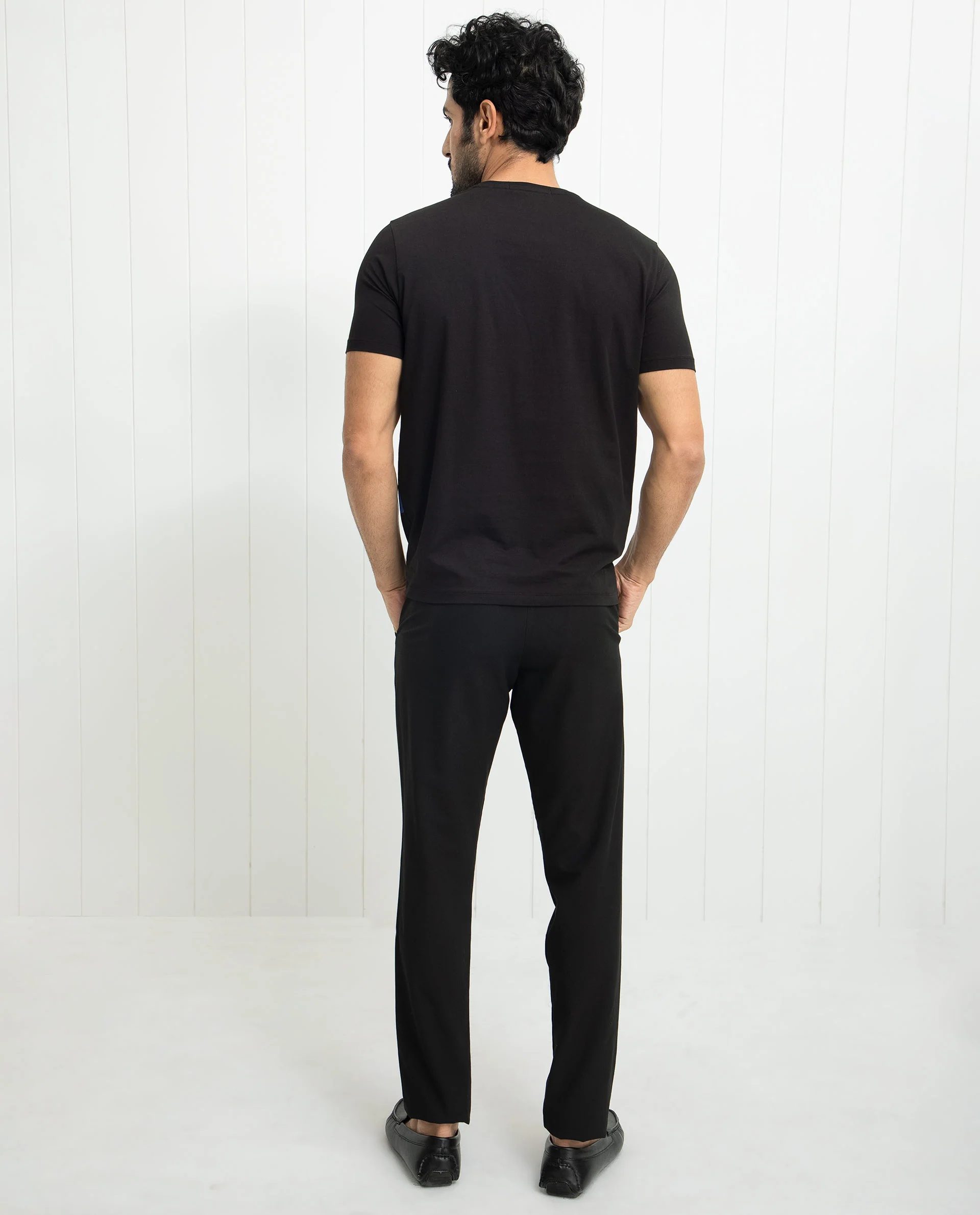 Rare Rabbit Men's Univ Black Cotton Polka Print Slim Fit Half Sleeve Crew Neck T-Shirt - Image 9