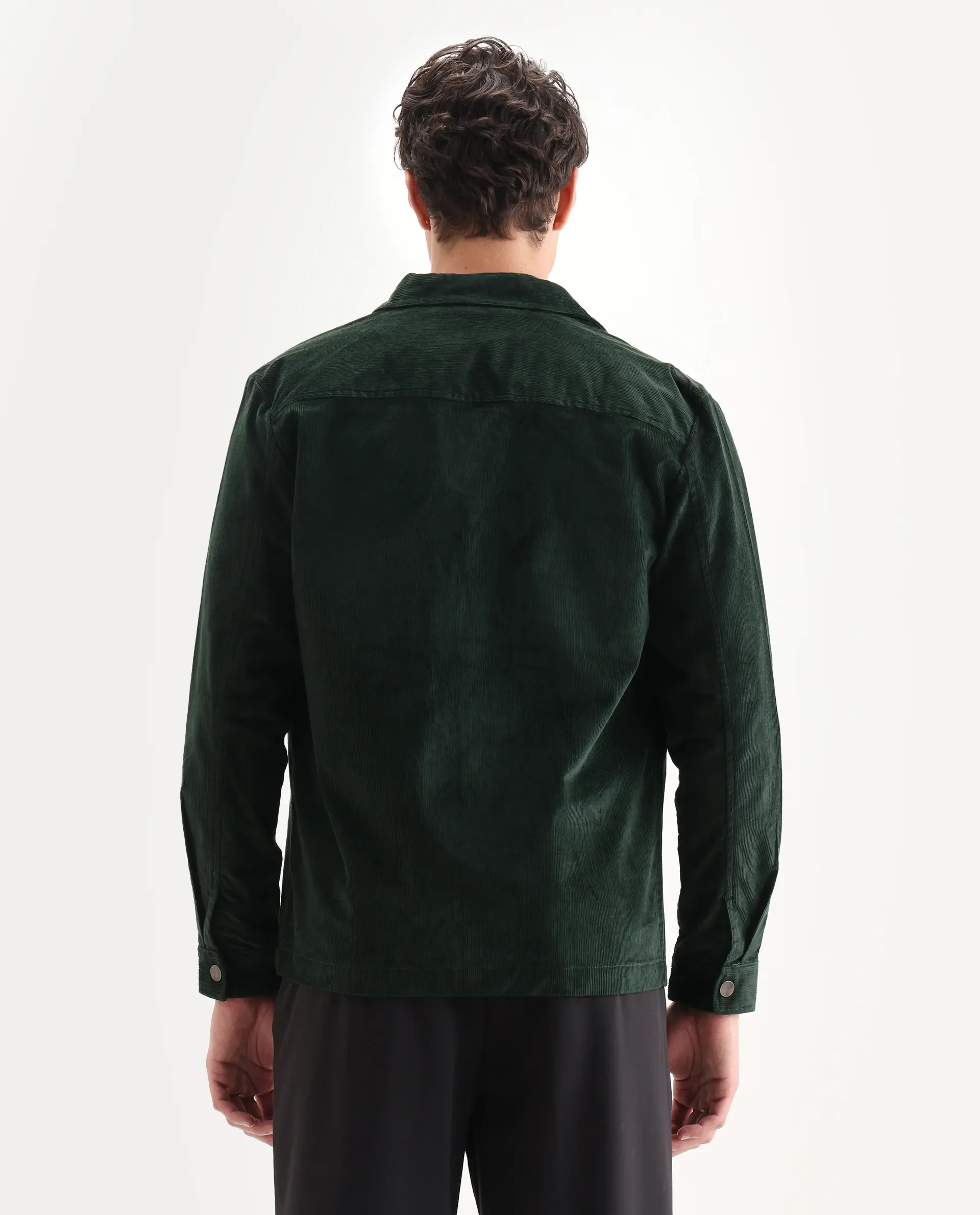Rare Rabbit Men's Upto Dark Green Cotton Plain Regular Fit Full Sleeve Spread Collar Jacket - Image 8