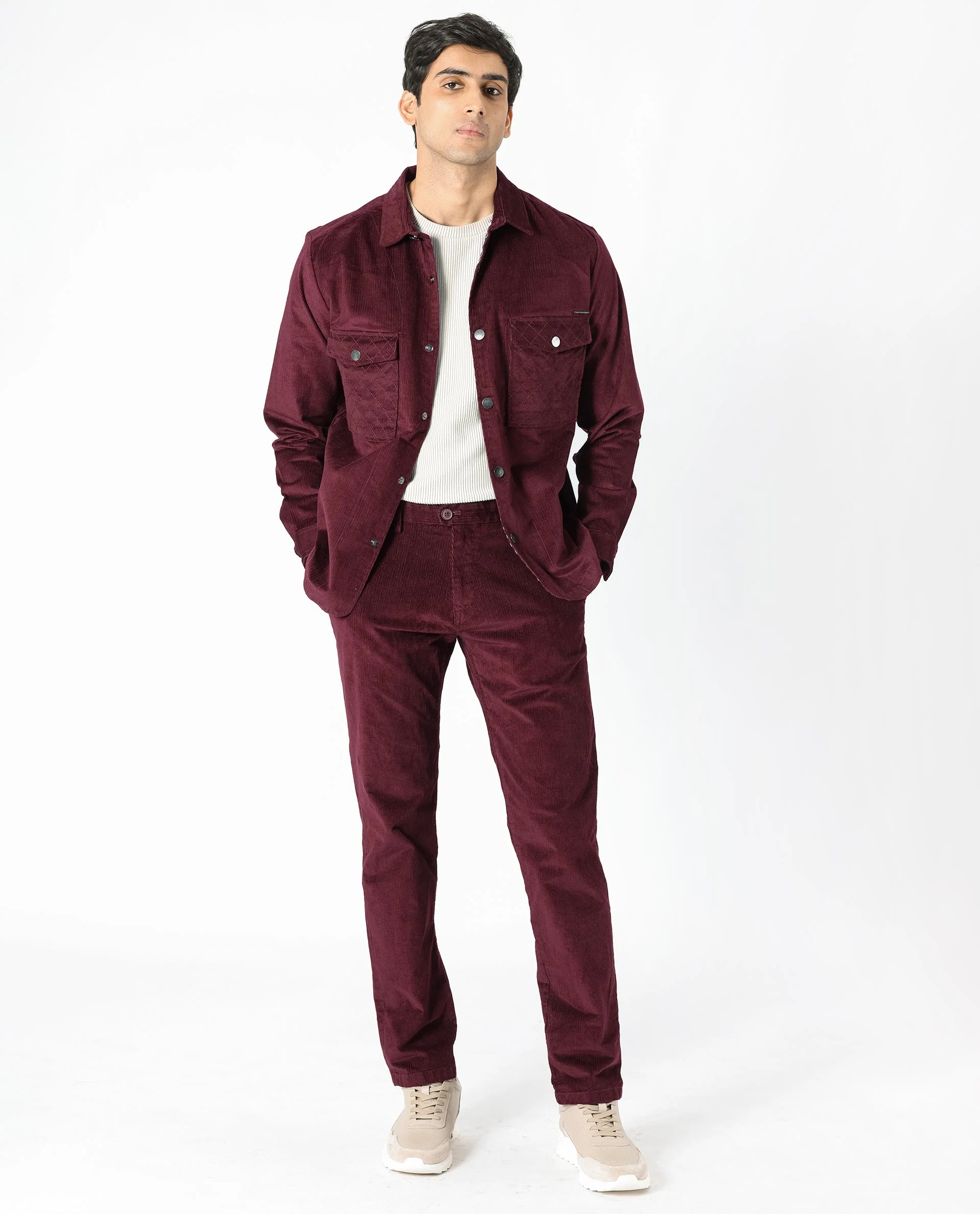 Rare Rabbit Men's Upto Dark Maroon Cotton Plain Regular Fit Full Sleeve Spread Collar Jacket - Image 4