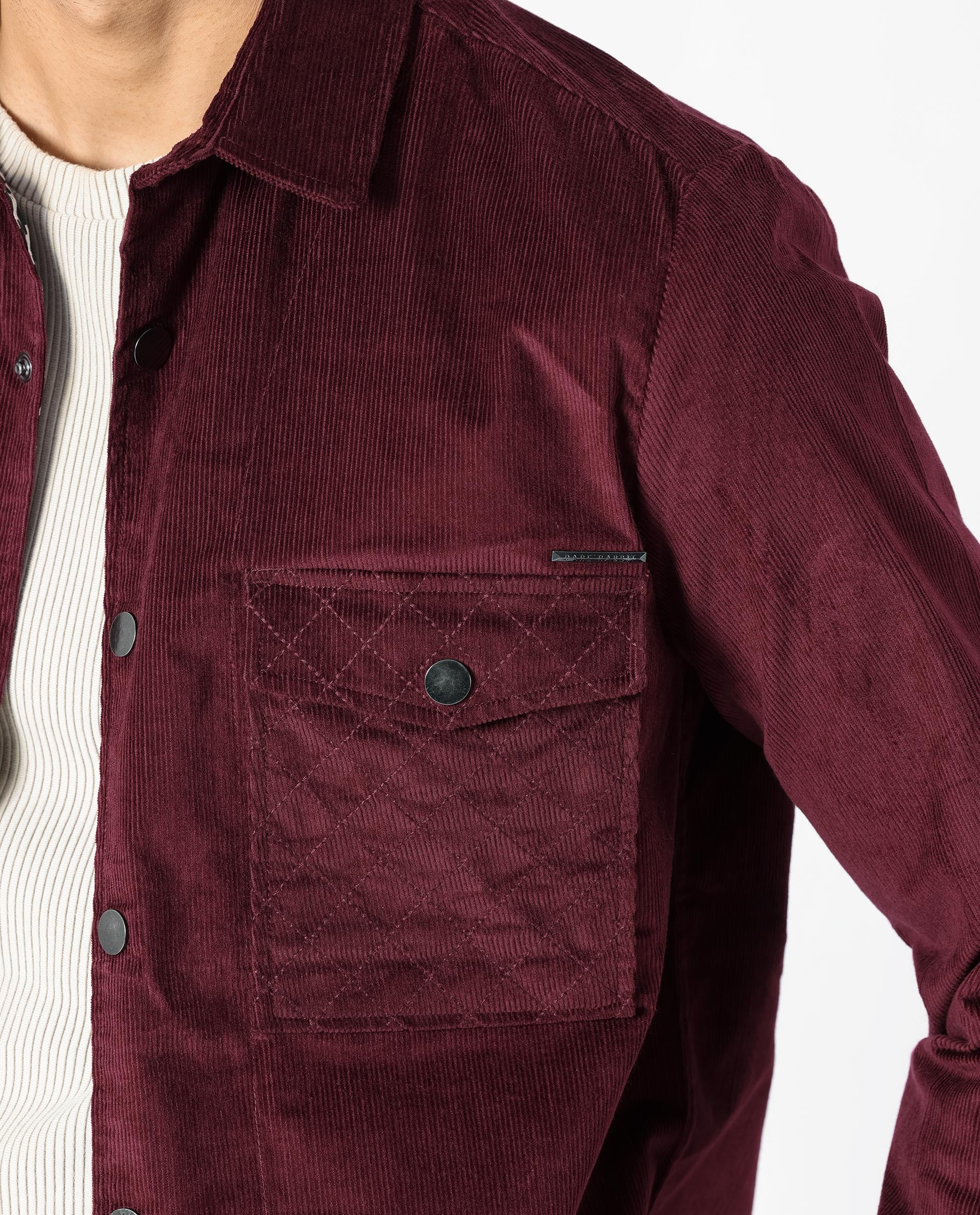 Rare Rabbit Men's Upto Dark Maroon Cotton Plain Regular Fit Full Sleeve Spread Collar Jacket - Image 5