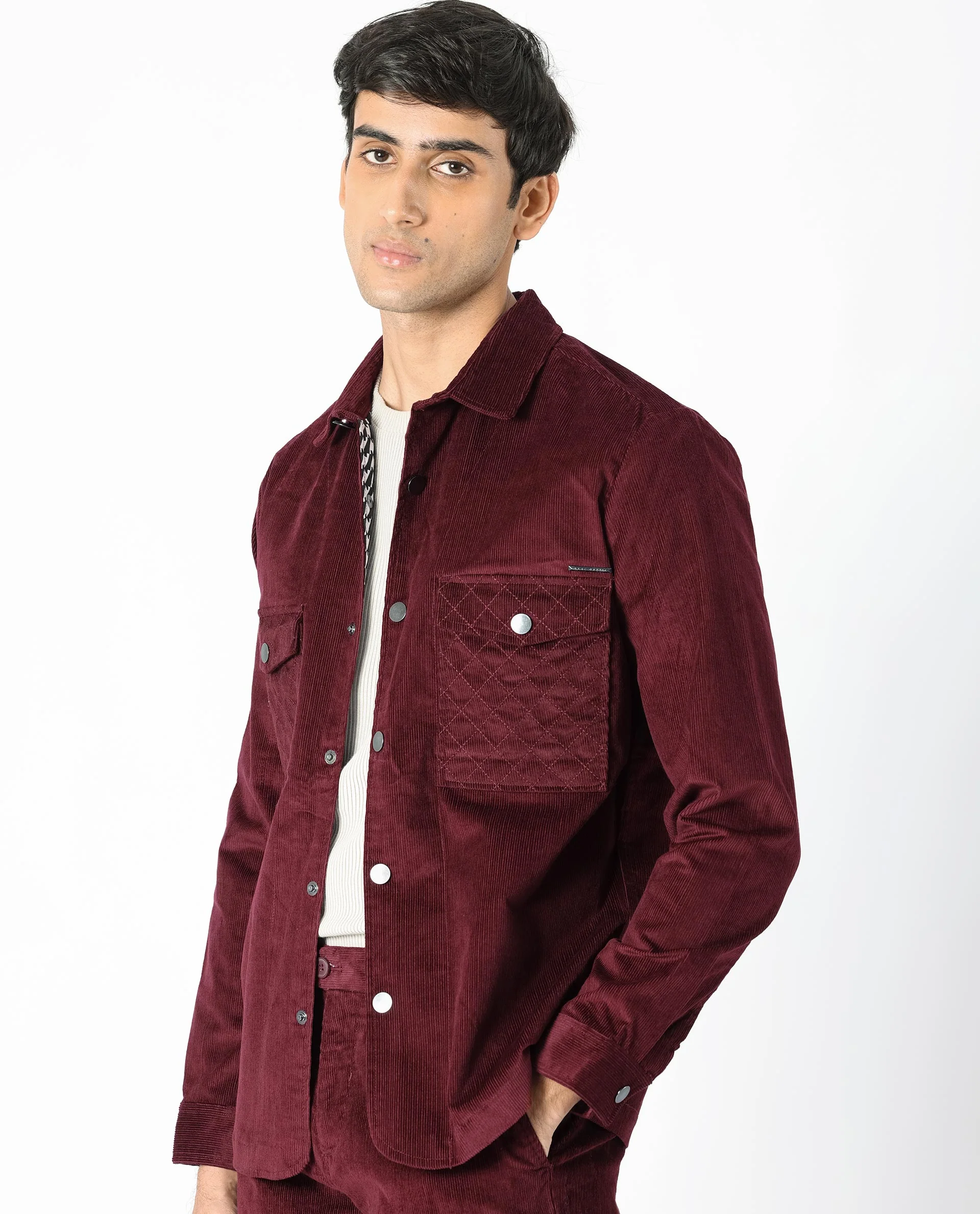 Rare Rabbit Men's Upto Dark Maroon Cotton Plain Regular Fit Full Sleeve Spread Collar Jacket - Image 6