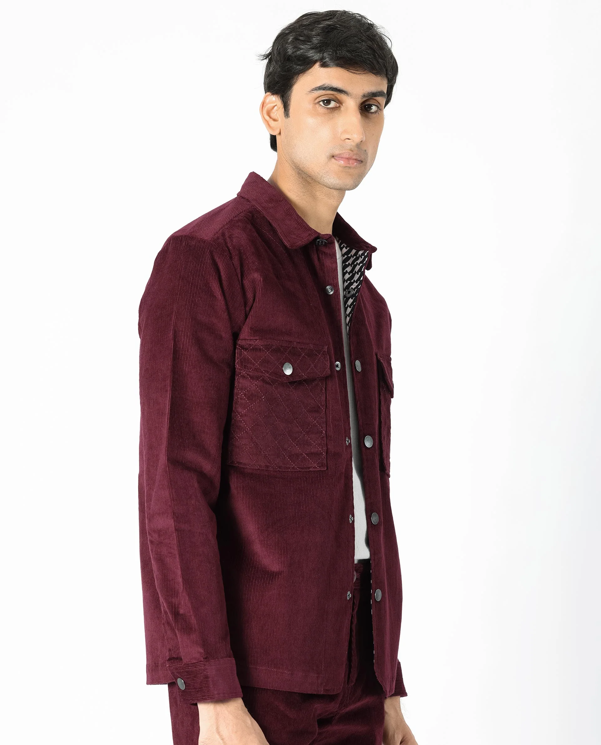 Rare Rabbit Men's Upto Dark Maroon Cotton Plain Regular Fit Full Sleeve Spread Collar Jacket - Image 7