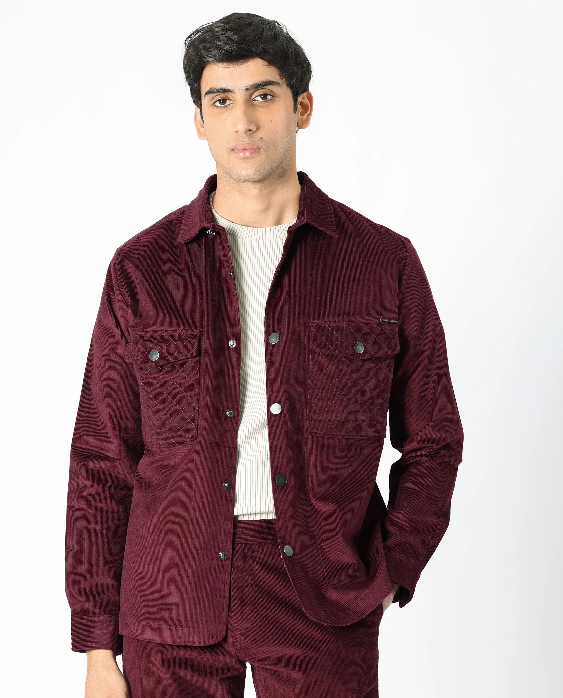Rare Rabbit Men's Upto Dark Maroon Cotton Plain Regular Fit Full Sleeve Spread Collar Jacket - Image 8