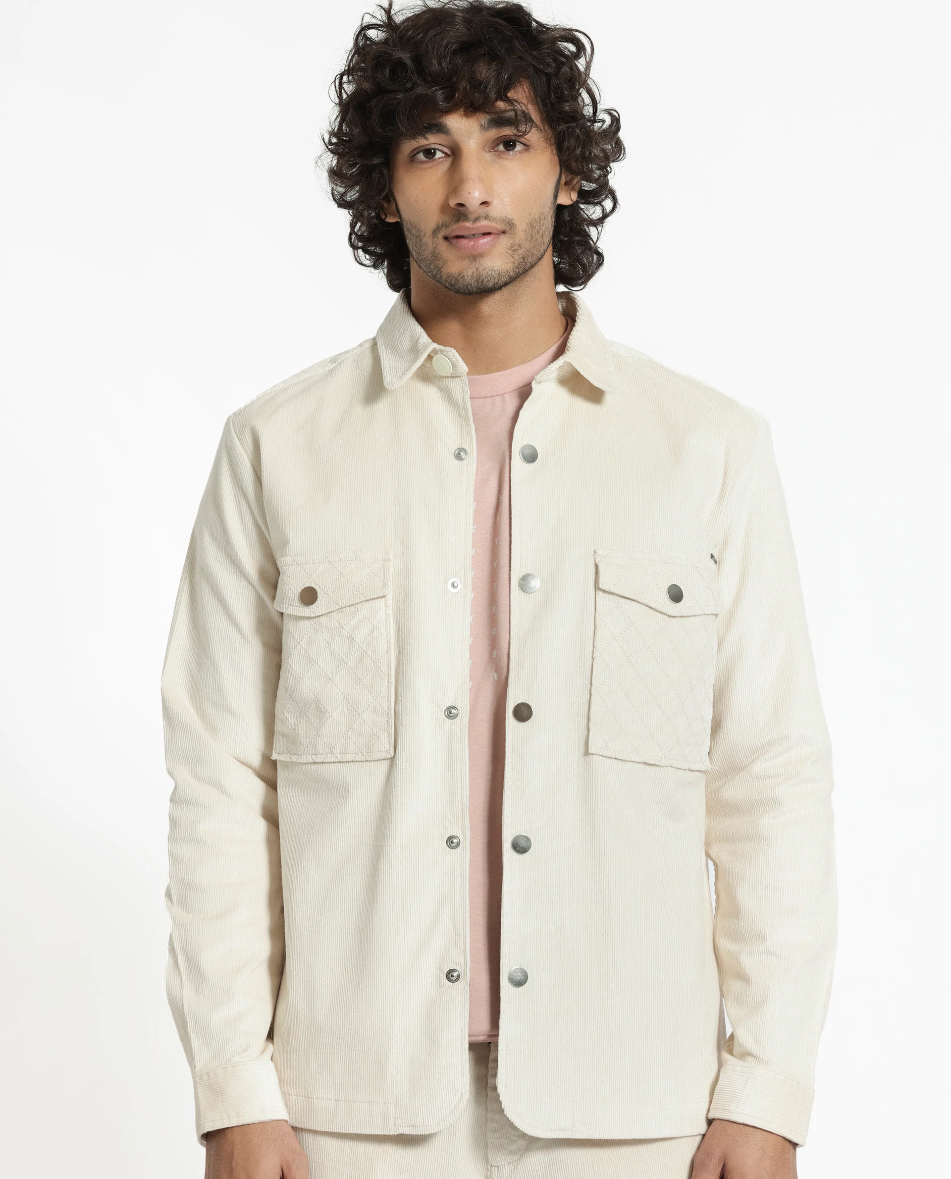 Rare Rabbit Men's Upto Off White Cotton Plain Regular Fit Full Sleeve Spread Collar Jacket