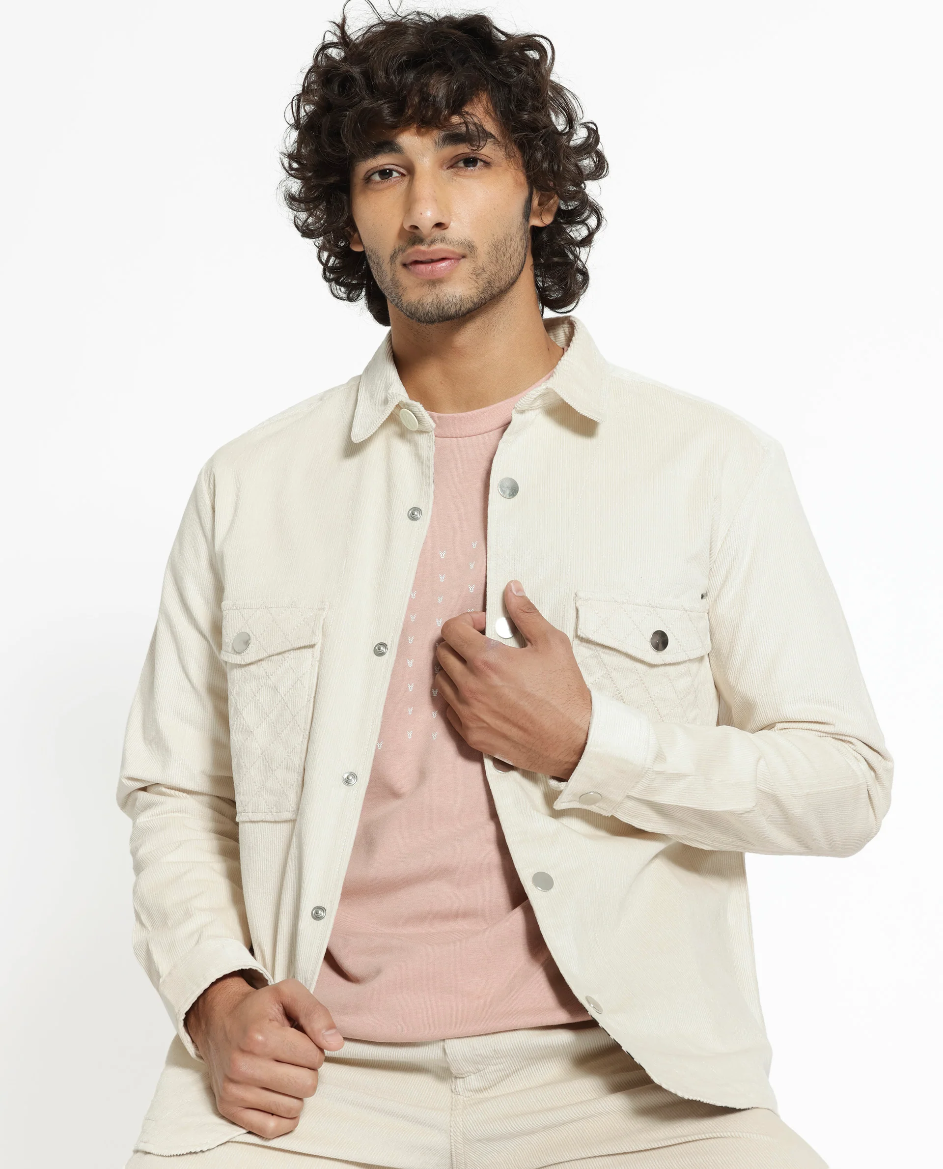Rare Rabbit Men's Upto Off White Cotton Plain Regular Fit Full Sleeve Spread Collar Jacket - Image 11