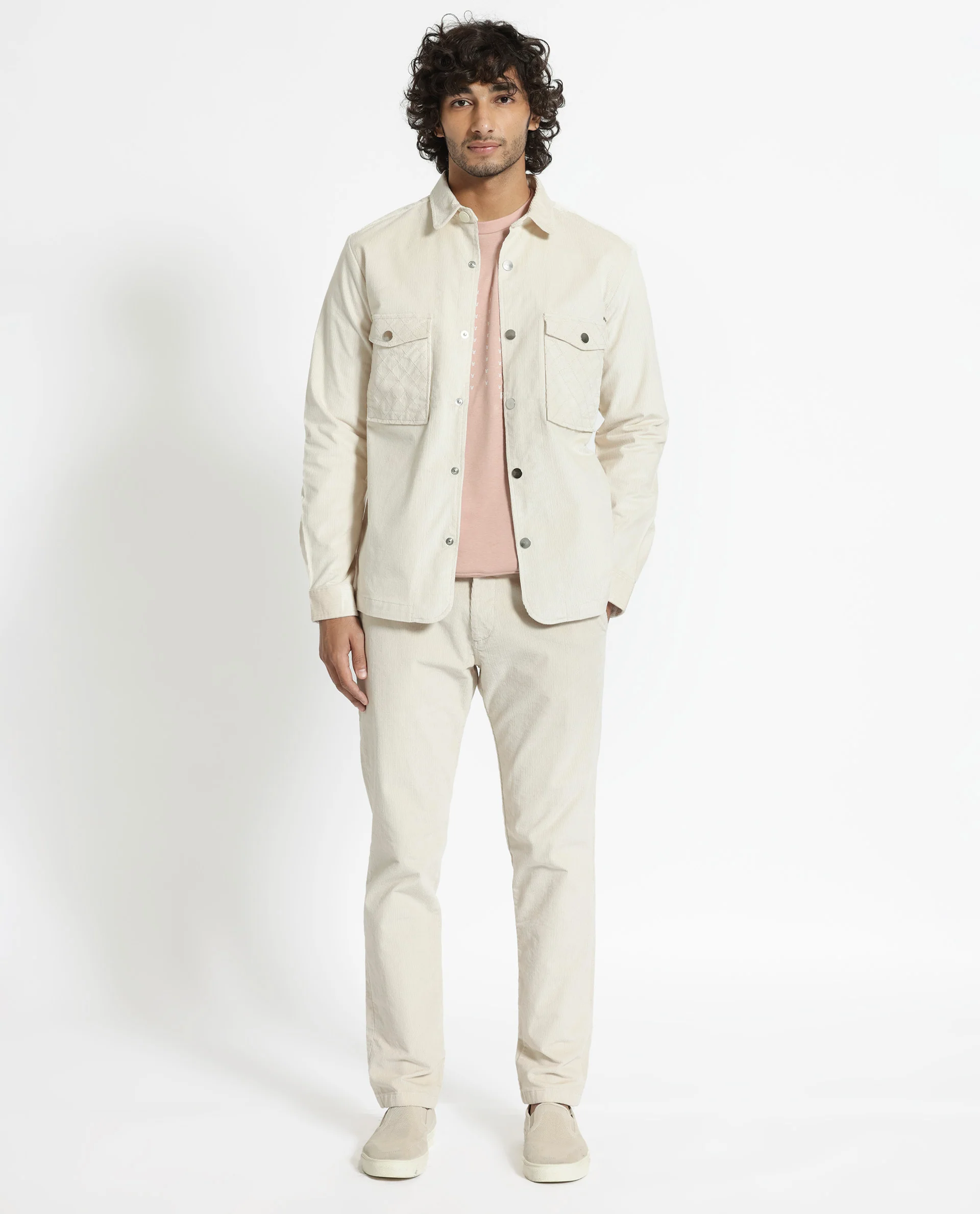 Rare Rabbit Men's Upto Off White Cotton Plain Regular Fit Full Sleeve Spread Collar Jacket - Image 2