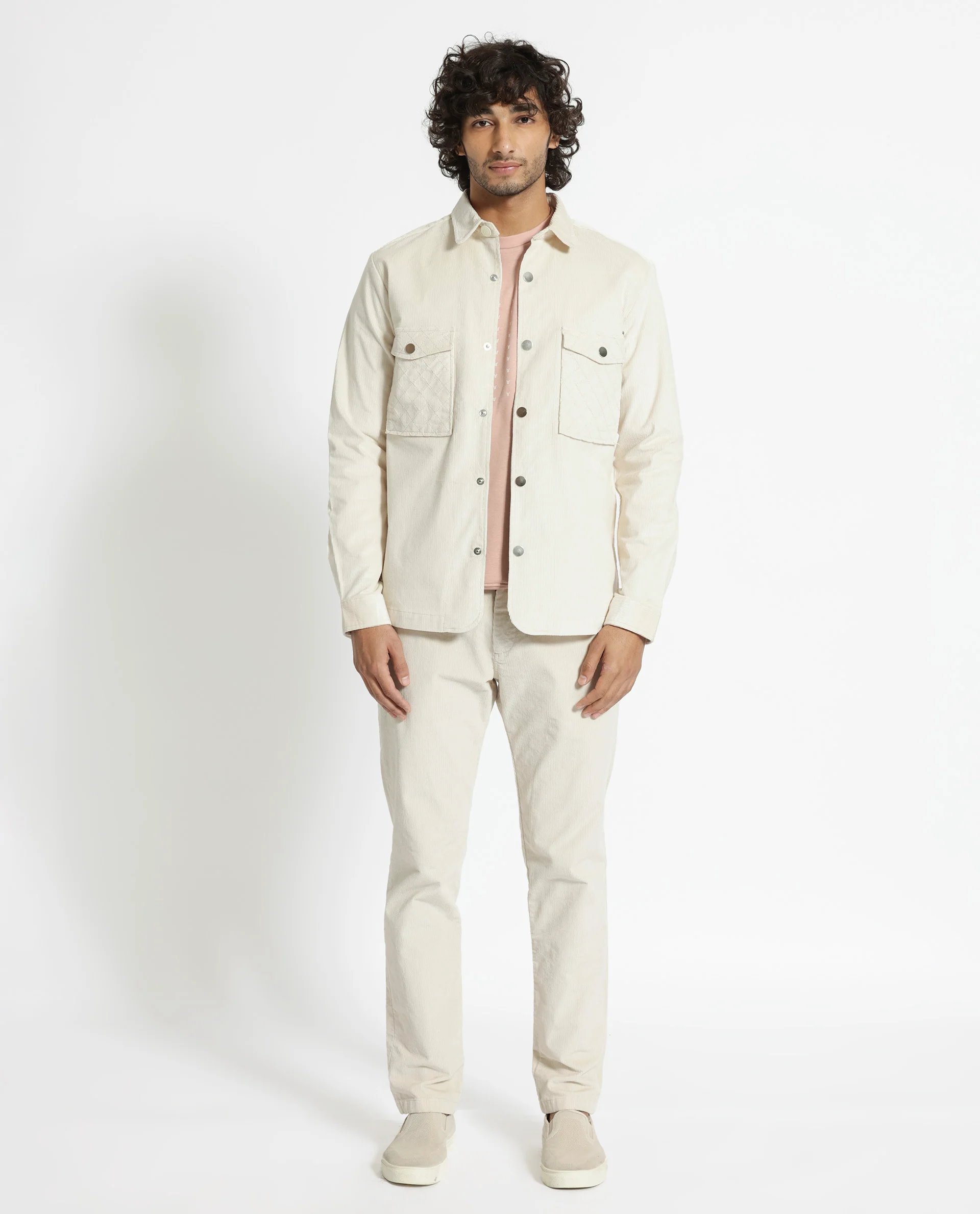 Rare Rabbit Men's Upto Off White Cotton Plain Regular Fit Full Sleeve Spread Collar Jacket - Image 3