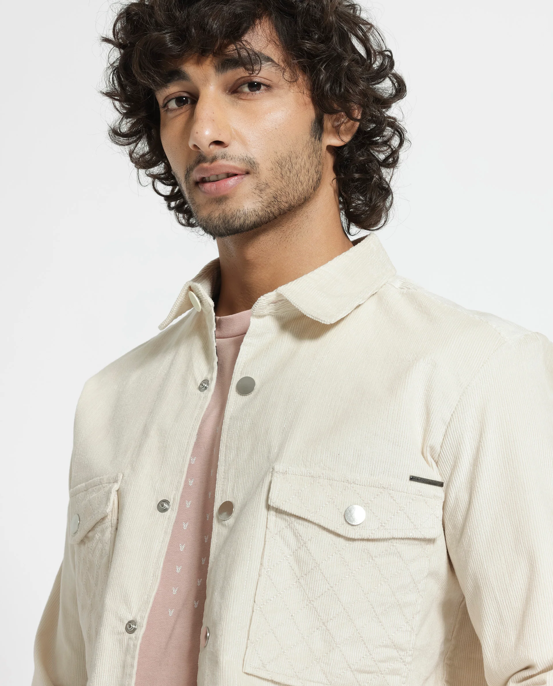 Rare Rabbit Men's Upto Off White Cotton Plain Regular Fit Full Sleeve Spread Collar Jacket - Image 5
