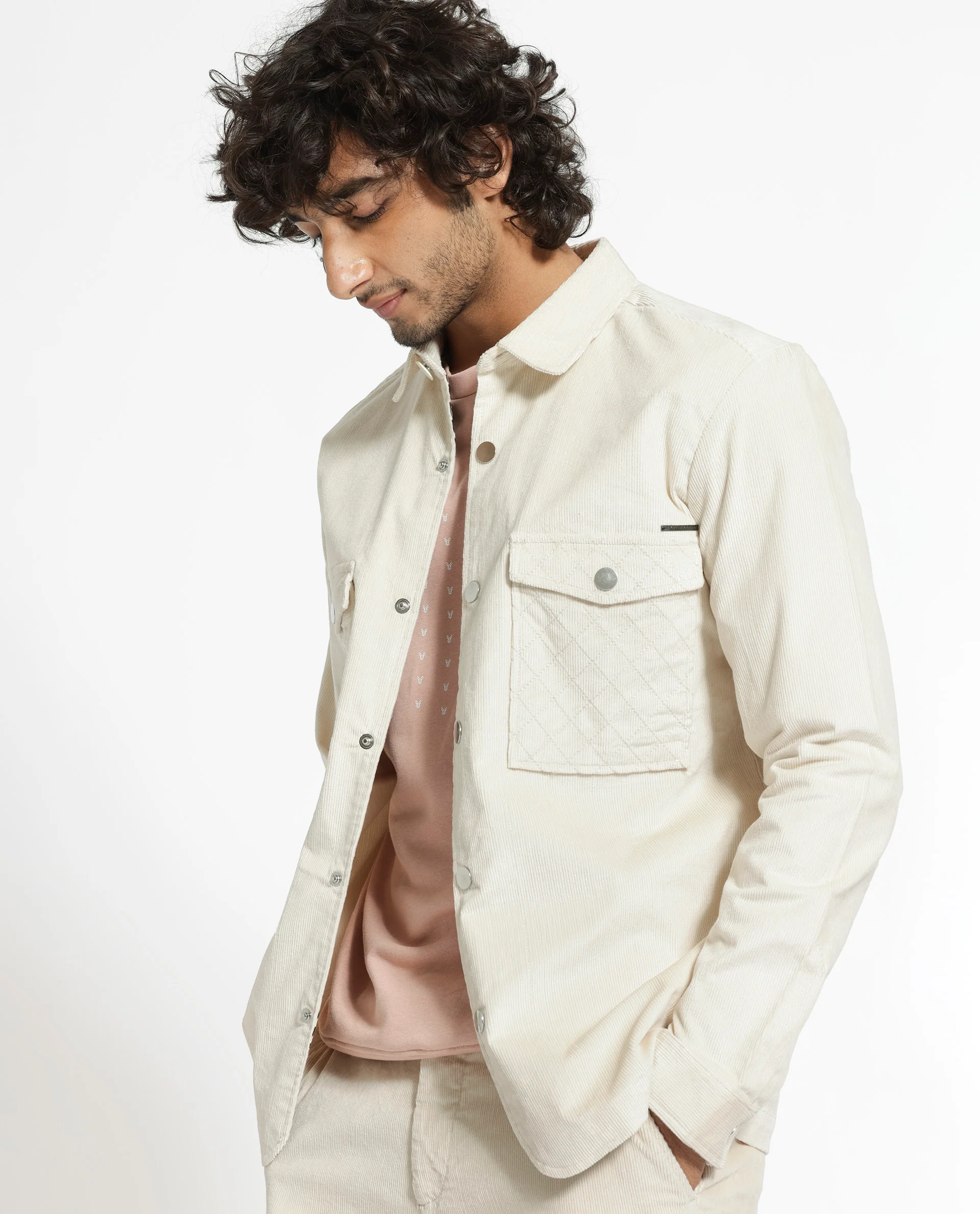 Rare Rabbit Men's Upto Off White Cotton Plain Regular Fit Full Sleeve Spread Collar Jacket - Image 6