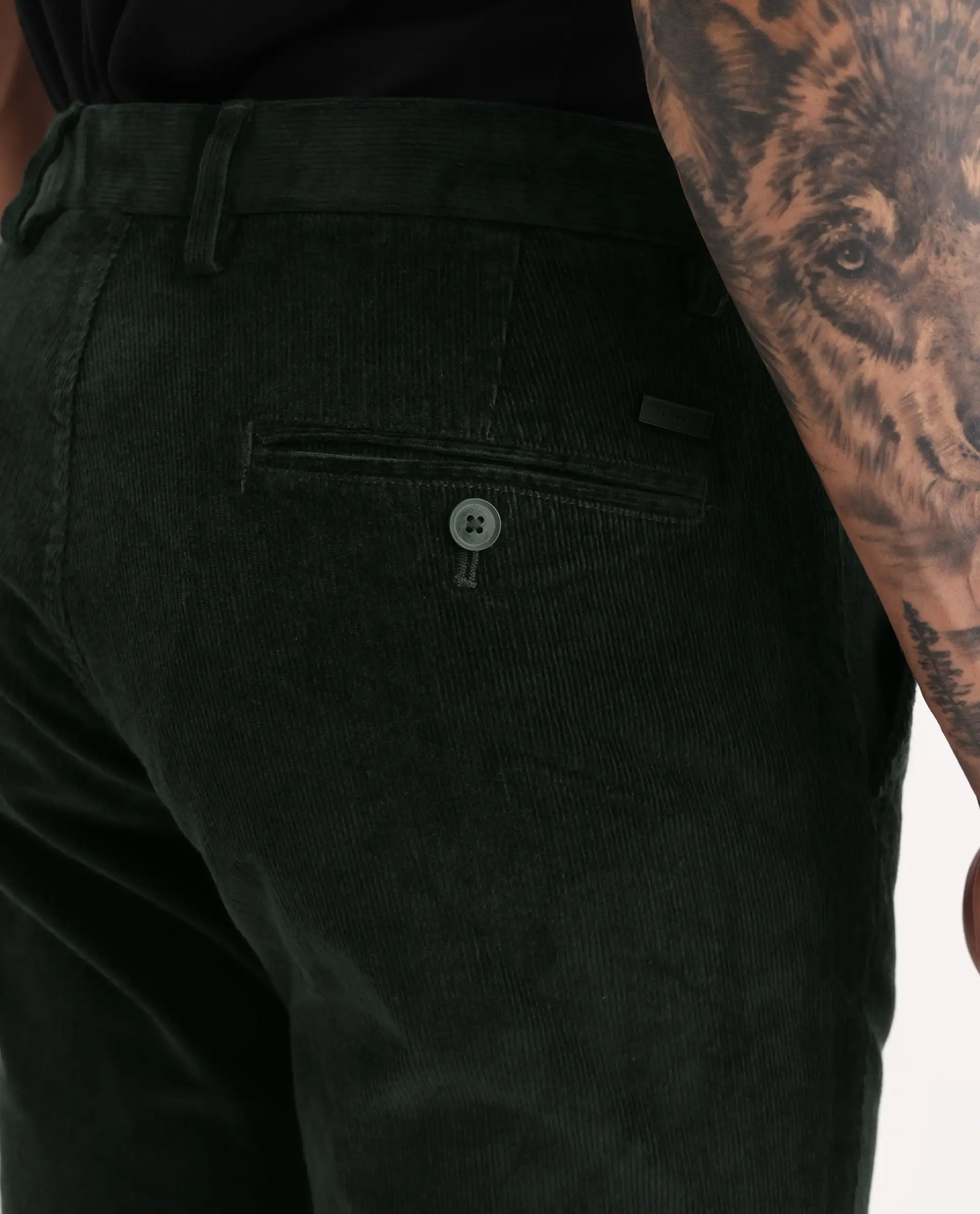 Rare Rabbit Men's Upton Dark Green Cotton Plain Regular Fit Trouser - Image 5