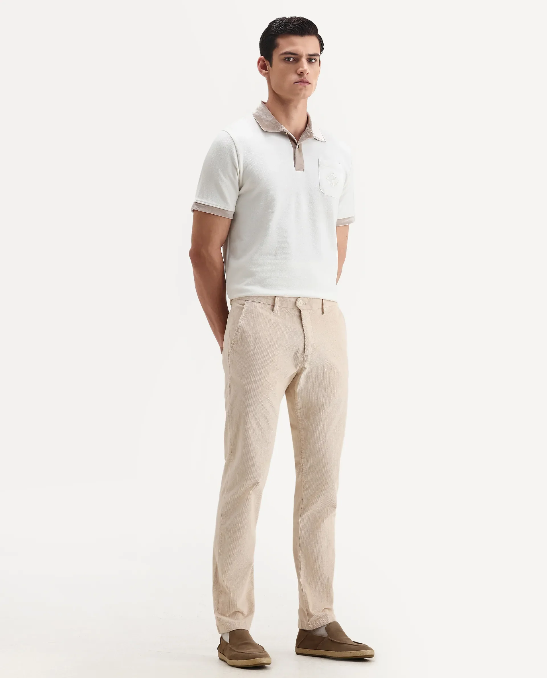 Rare Rabbit Men's Upton Off White Cotton Plain Regular Fit Trouser - Image 7