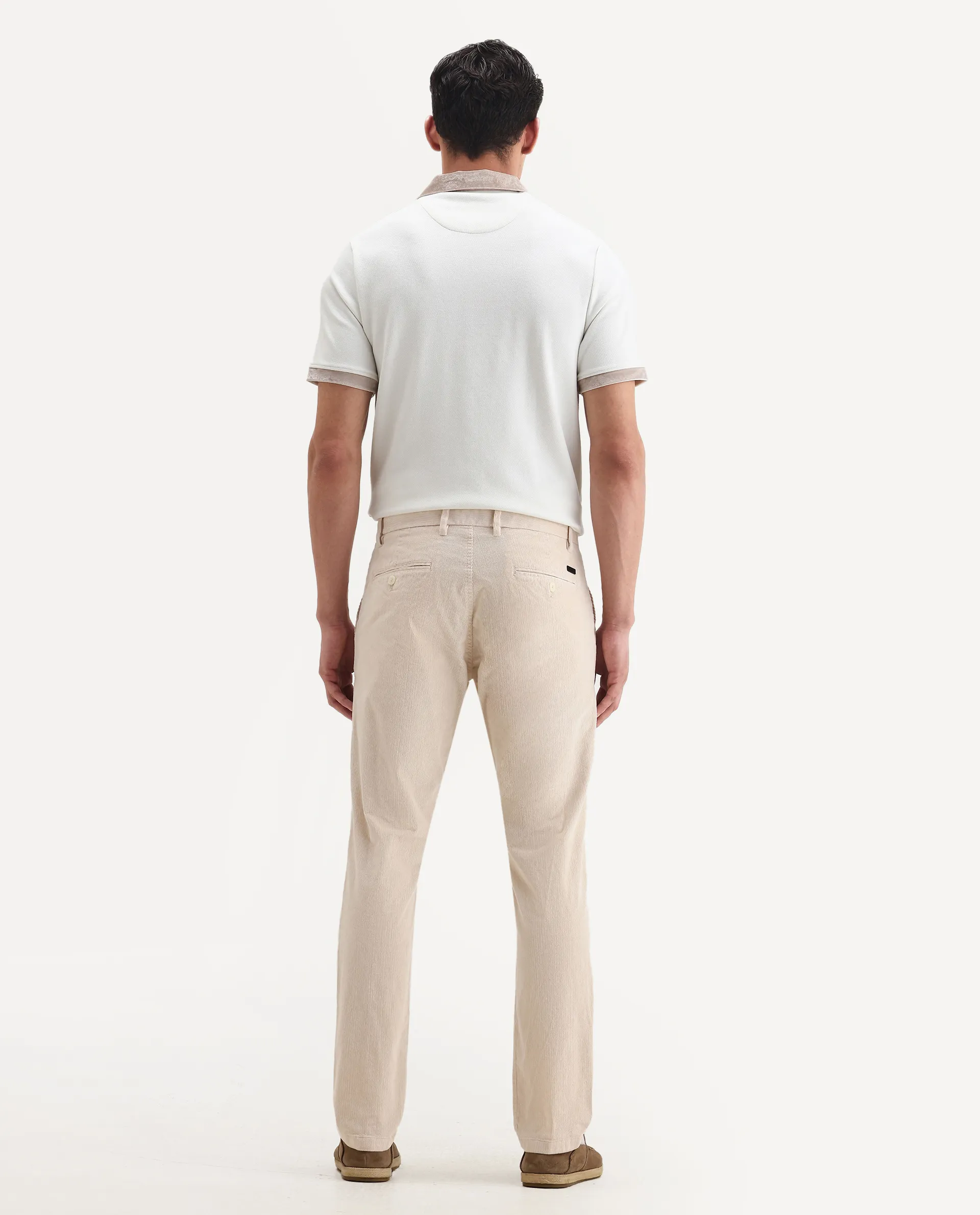 Rare Rabbit Men's Upton Off White Cotton Plain Regular Fit Trouser - Image 9
