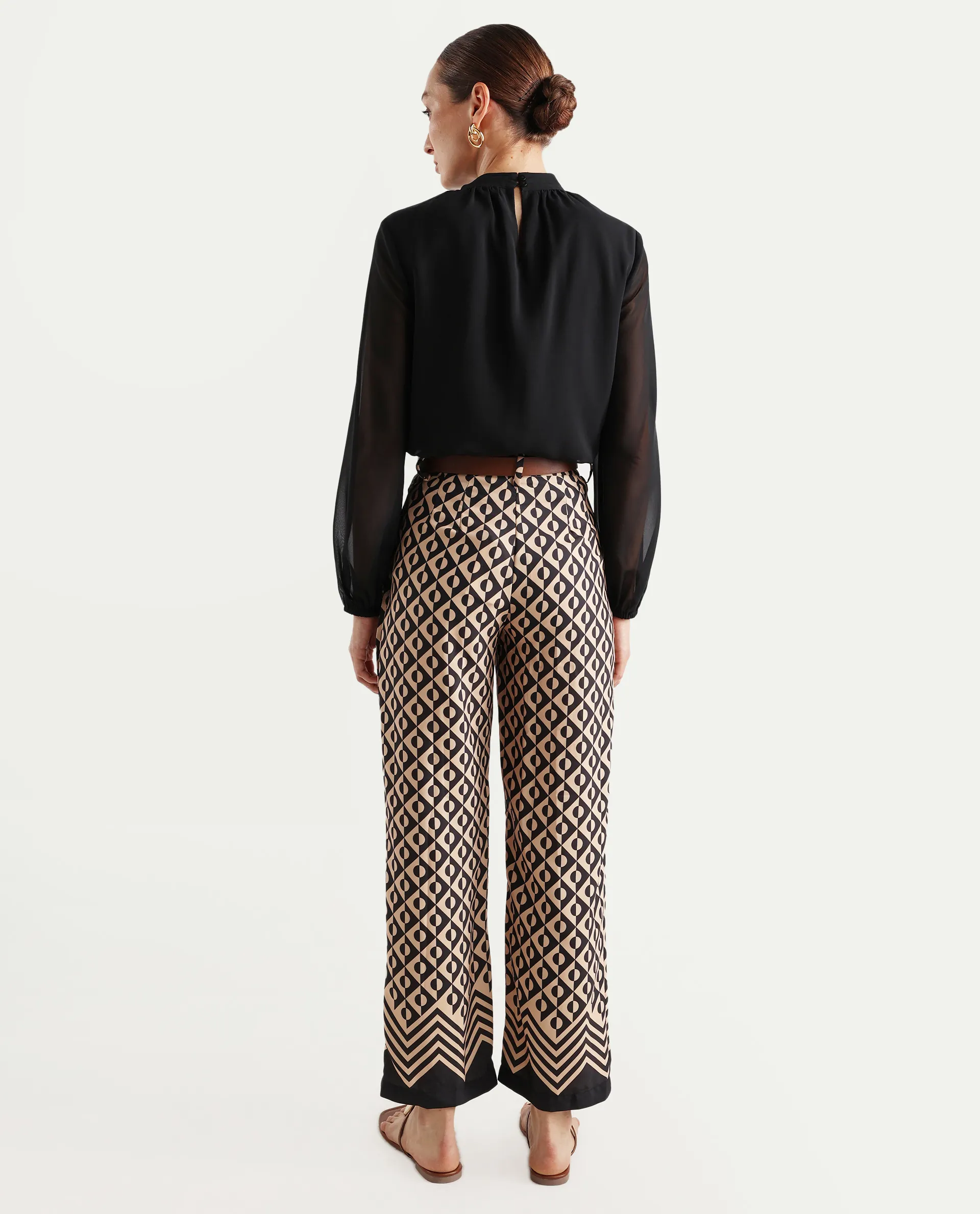 Rareism Women's Urapan Black Polyester Blend Geometric Print Ankle Length Straight Fit Trouser - Image 7