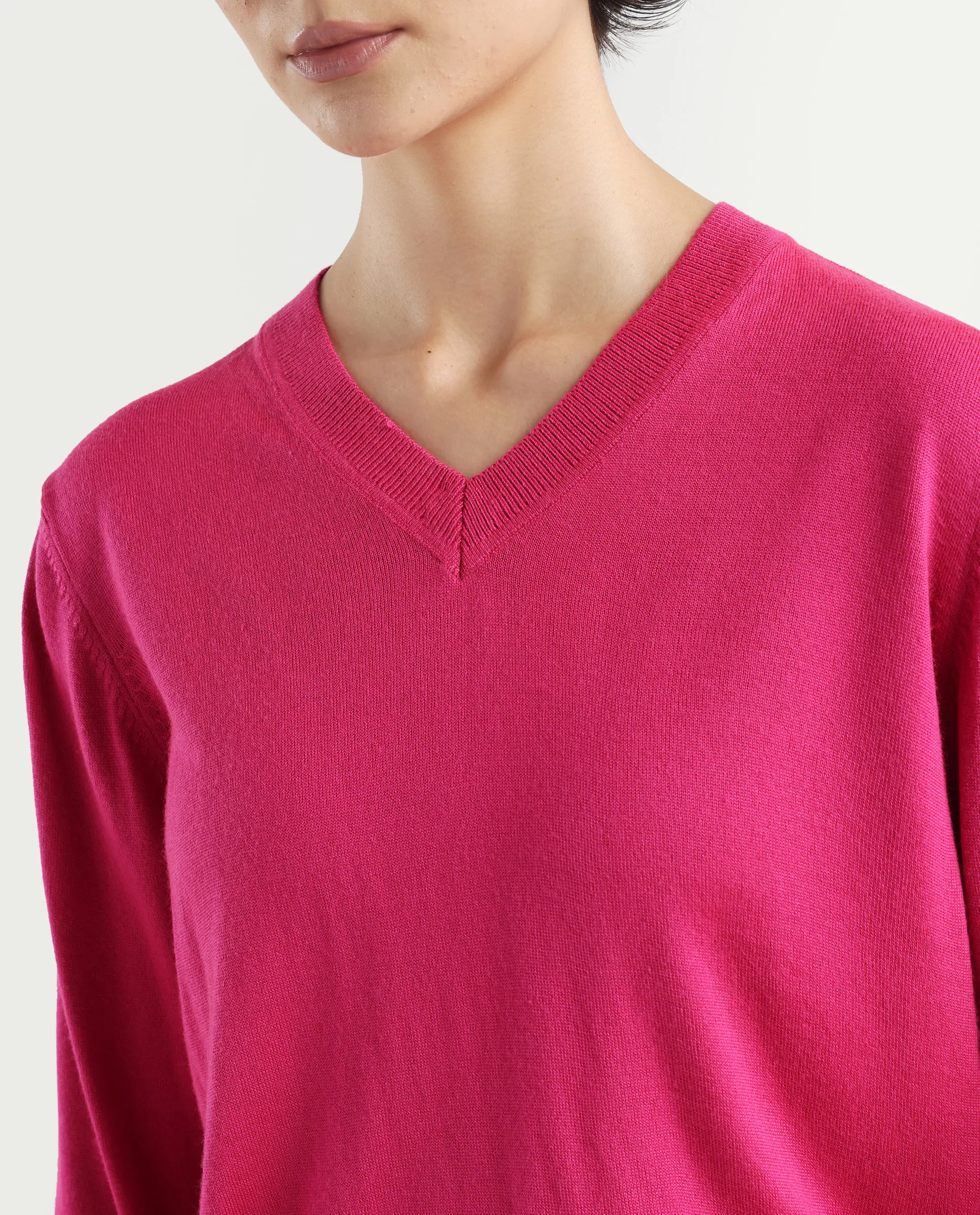 Rareism Women's Usak Dark Multi Acrylic V-Neck Plain Regular Fitted Sweater - Image 4