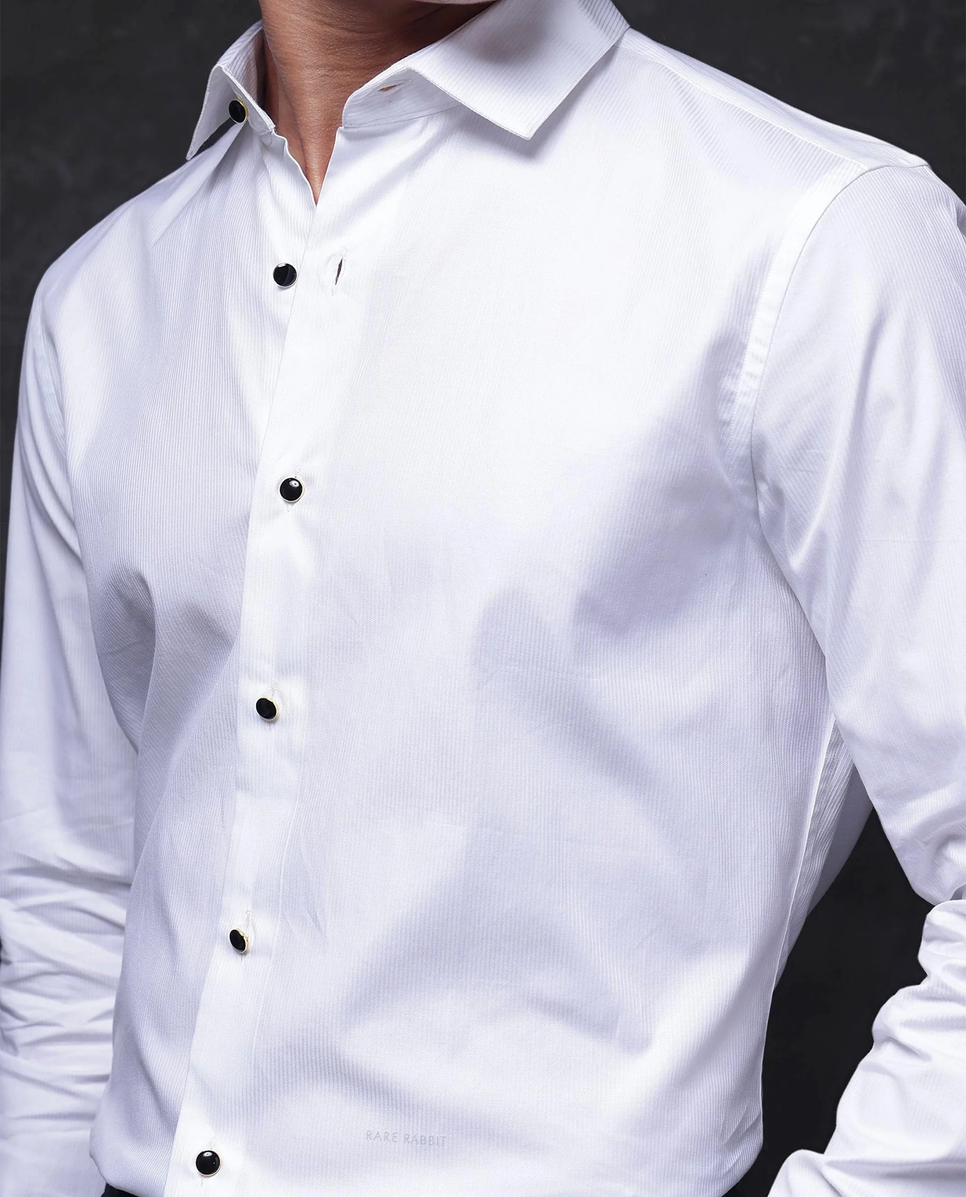 Rare Rabbit Men's Utah White Cotton Plain Regular Fit Full Sleeve Collared Shirt - Image 10