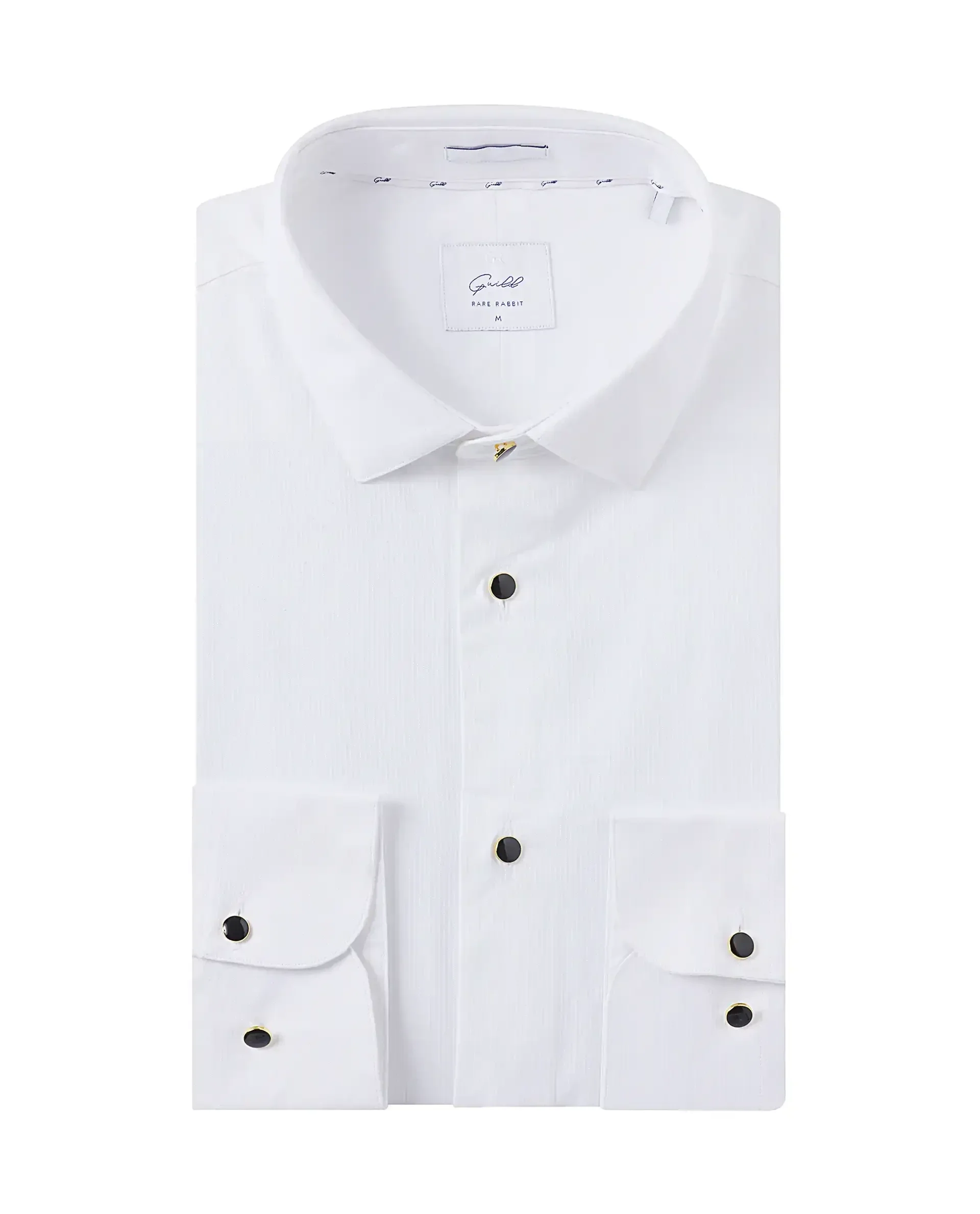 Rare Rabbit Men's Utah White Cotton Plain Regular Fit Full Sleeve Collared Shirt - Image 2