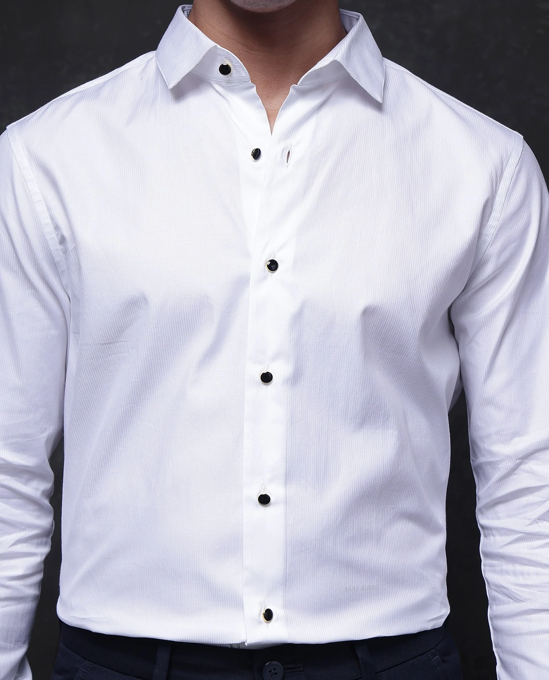 Rare Rabbit Men's Utah White Cotton Plain Regular Fit Full Sleeve Collared Shirt - Image 5