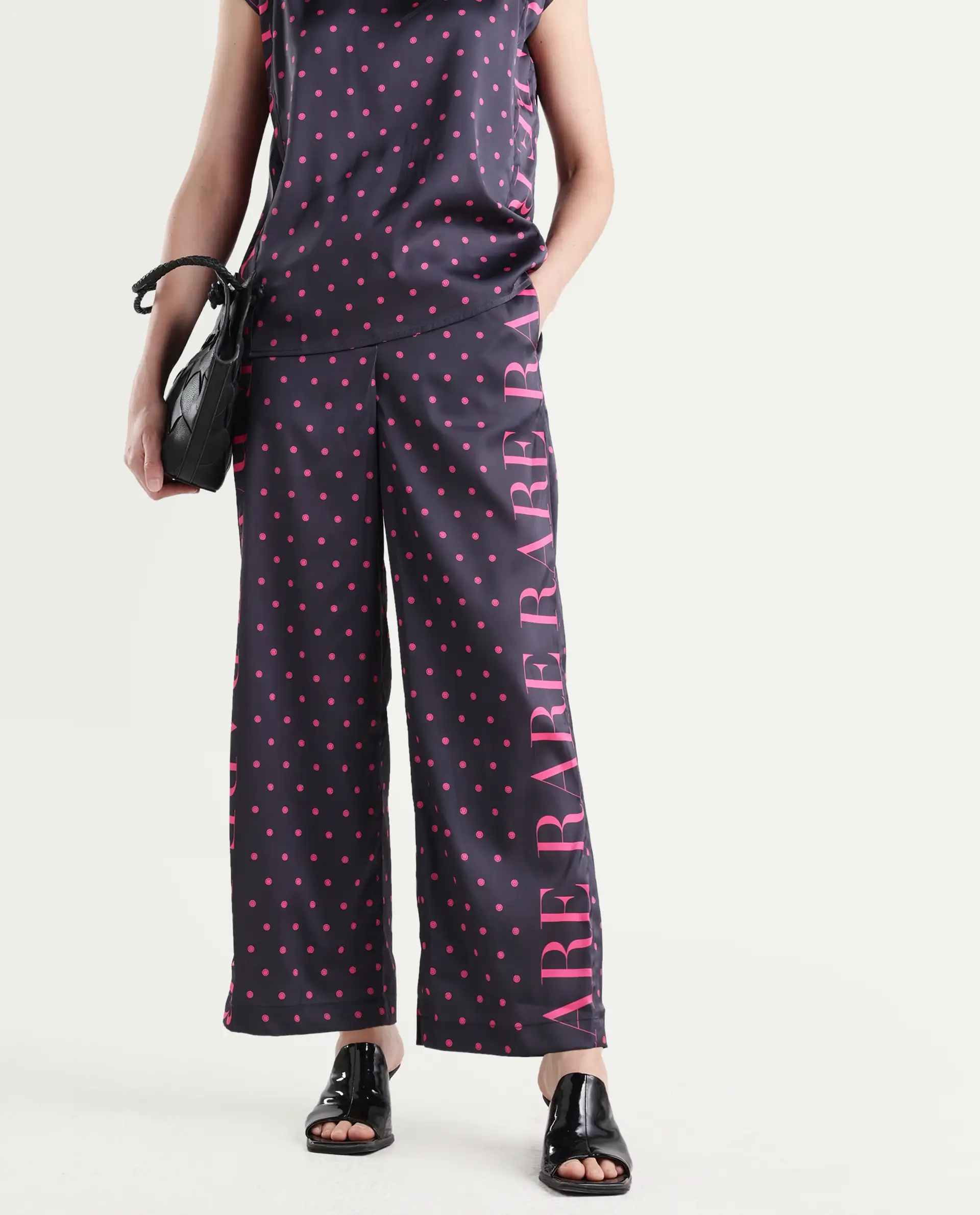 Rareism Women's Utkco B Dark Grey Polyester Polka Print Ankle Length Straight Fit Trouser - Image 3