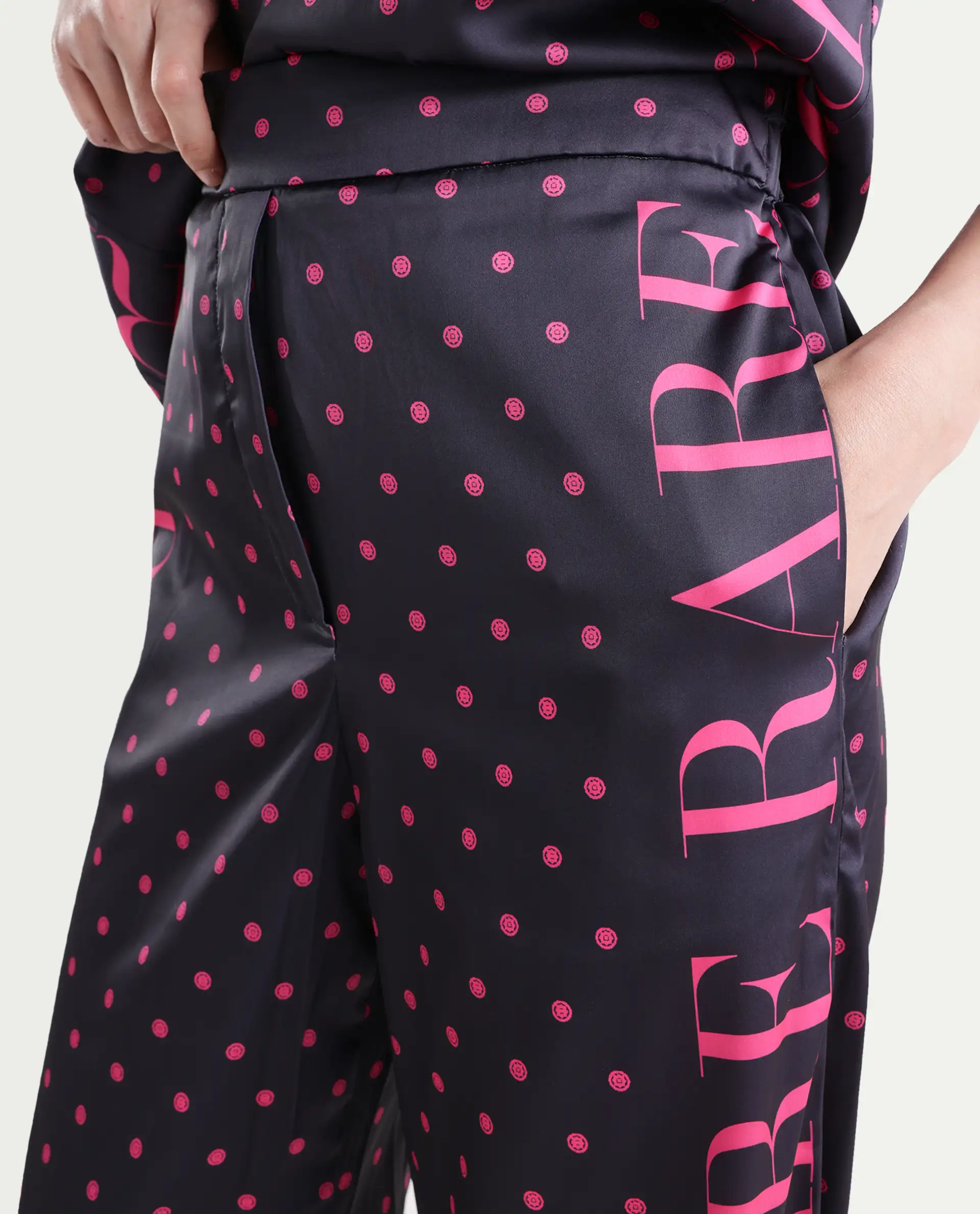 Rareism Women's Utkco B Dark Grey Polyester Polka Print Ankle Length Straight Fit Trouser - Image 4