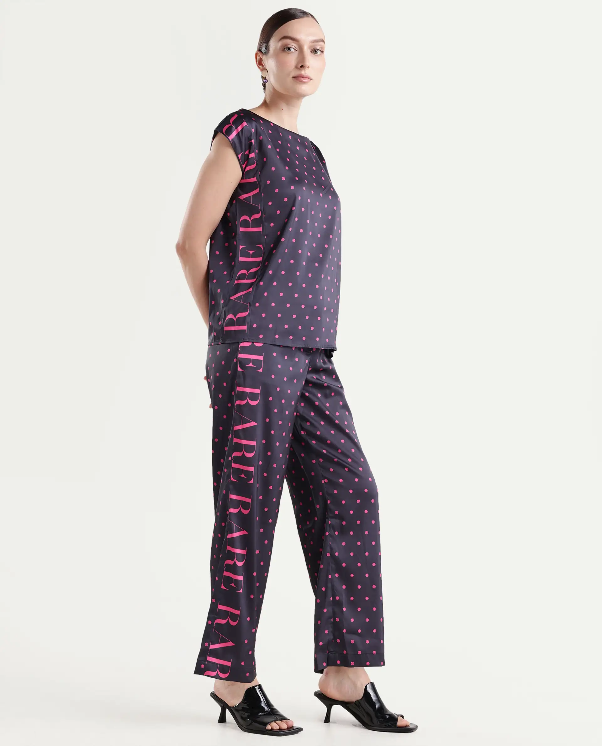 Rareism Women's Utkco B Dark Grey Polyester Polka Print Ankle Length Straight Fit Trouser - Image 6