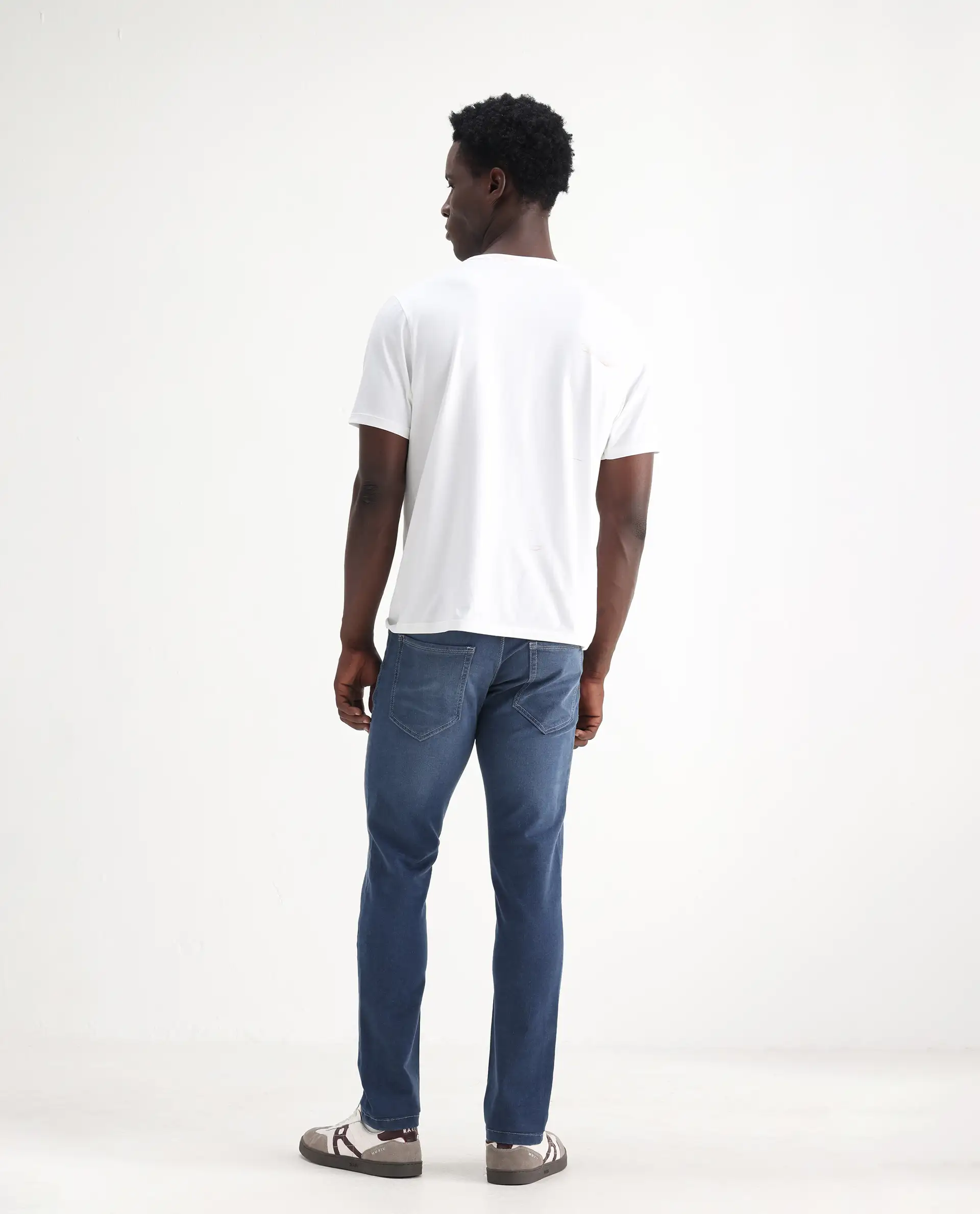 Rare Rabbit Men's Vadim Blue Cotton Plain Hawk Slim Fit Jeans - Image 9