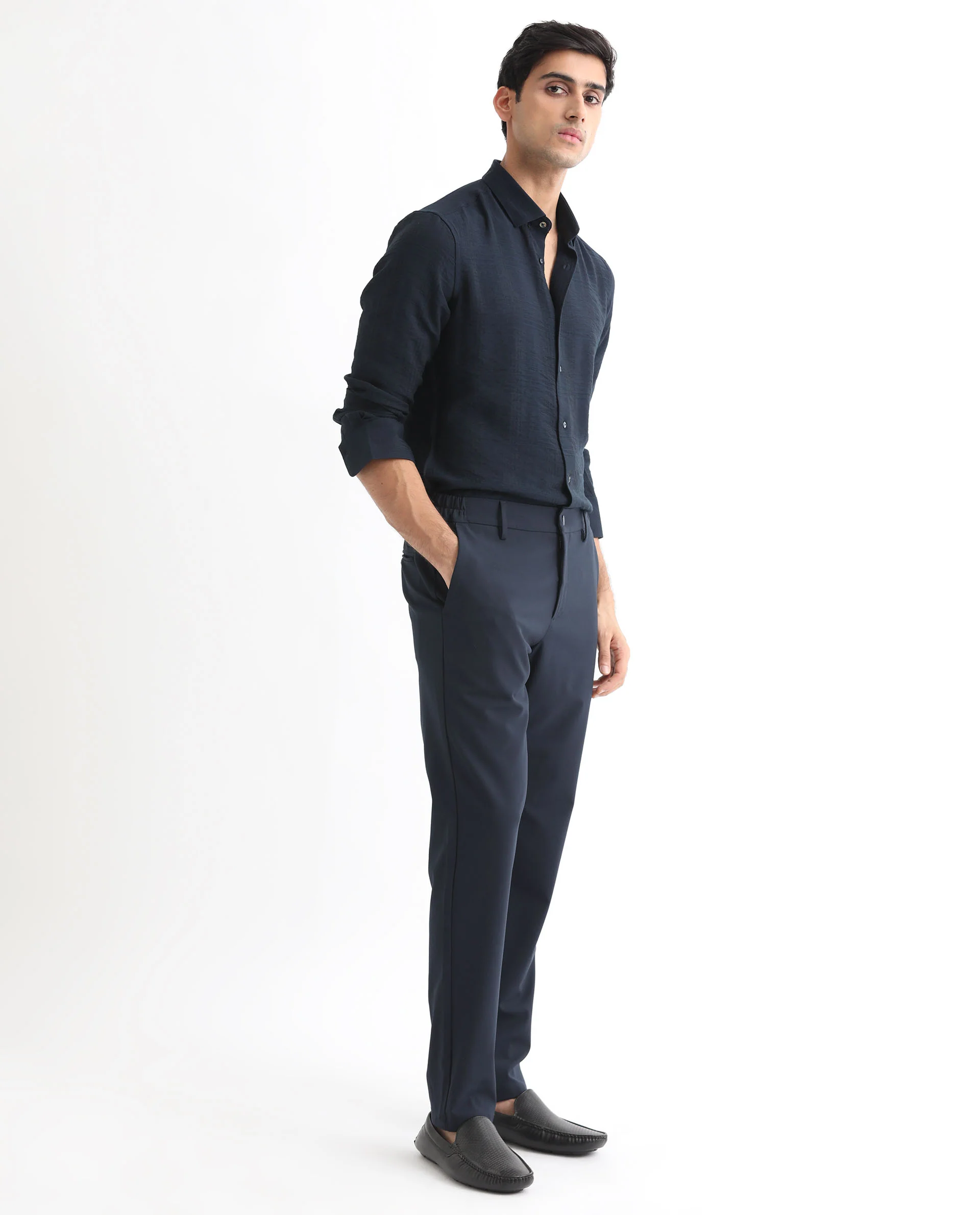 Rare Rabbit Men's Vagen Navy Viscose Checked Print Regular Fit Full Sleeve Collared Shirt - Image 10