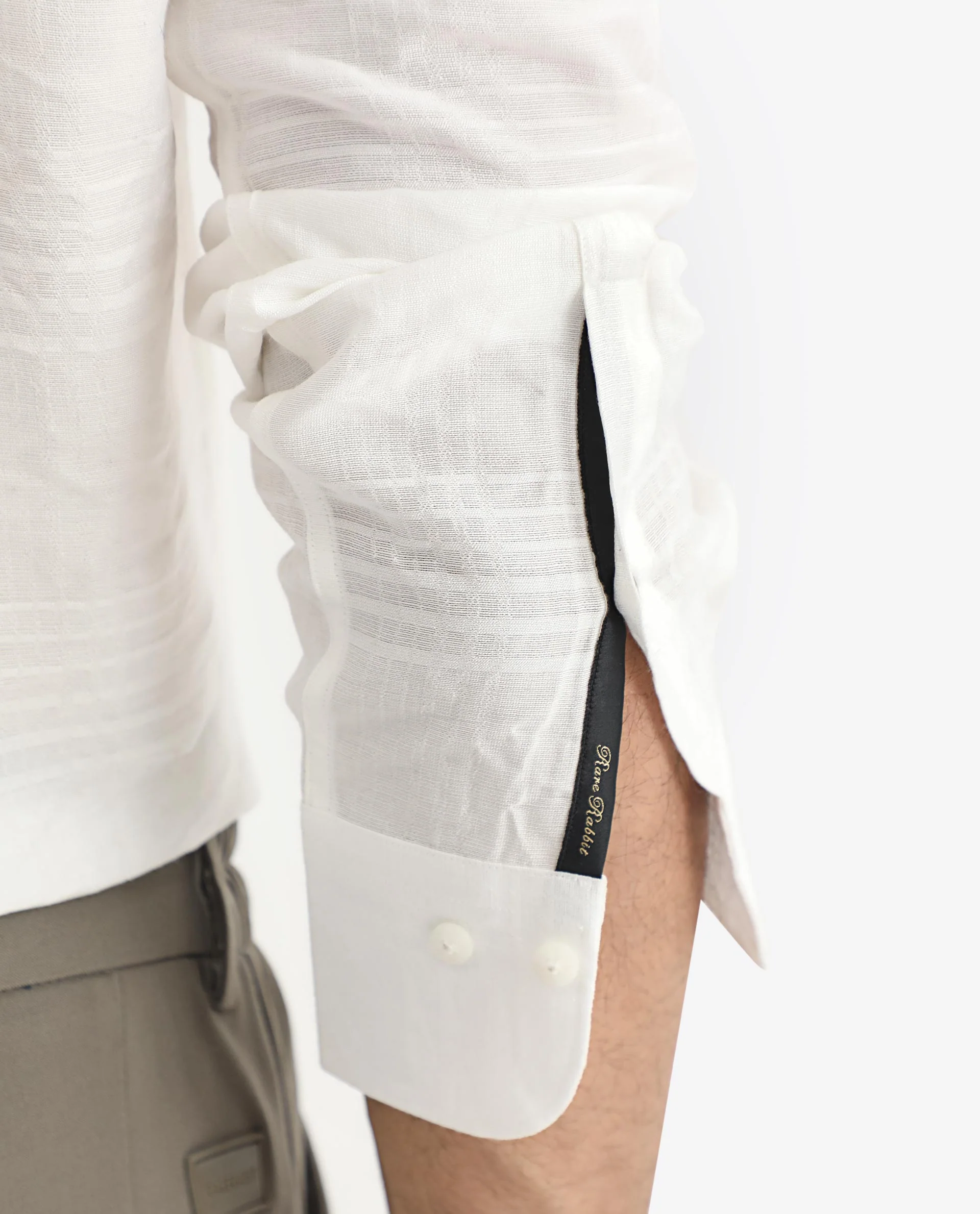 Rare Rabbit Men's Vagen Off White Viscose Checked Print Regular Fit Full Sleeve Collared Shirt - Image 5