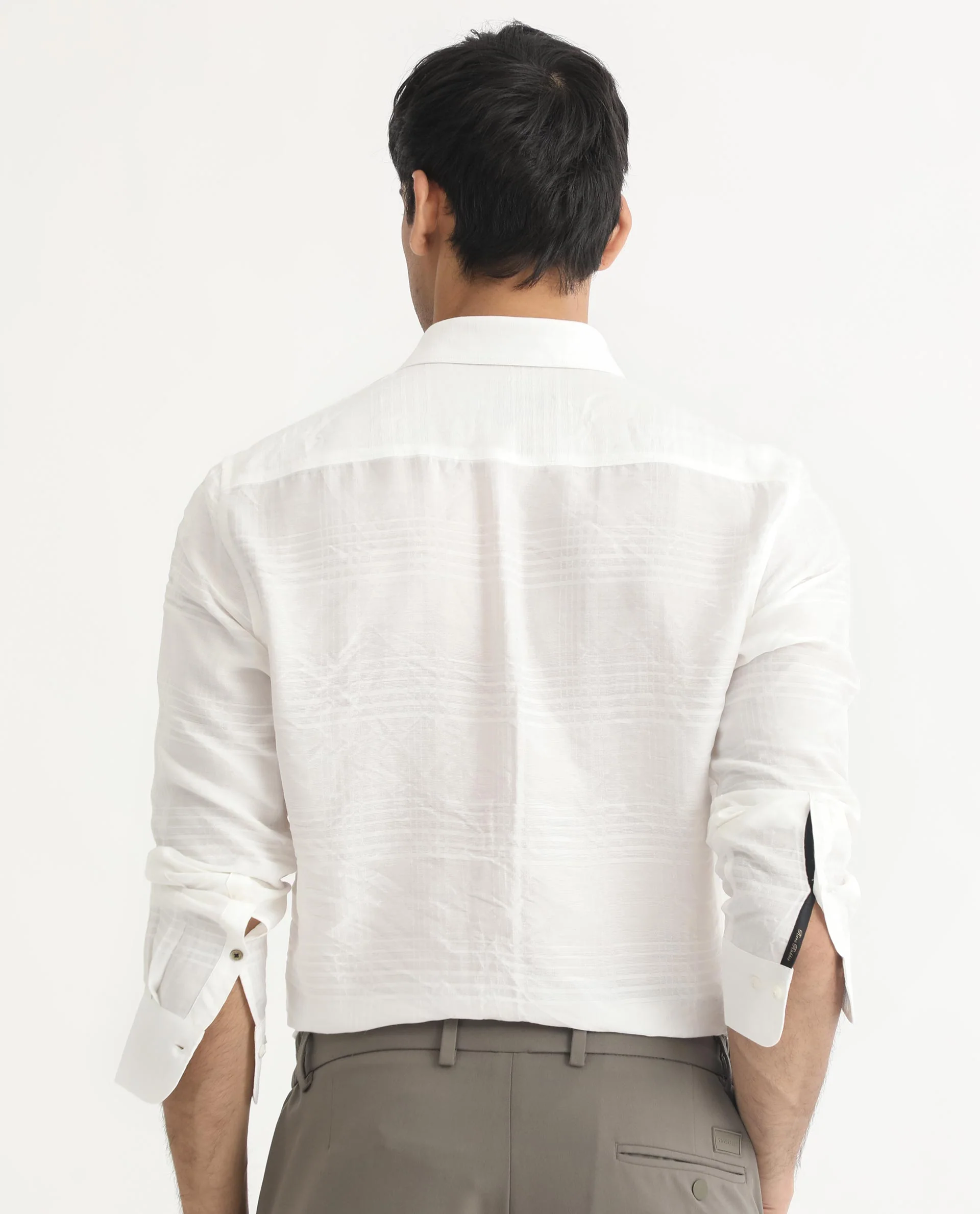 Rare Rabbit Men's Vagen Off White Viscose Checked Print Regular Fit Full Sleeve Collared Shirt - Image 9