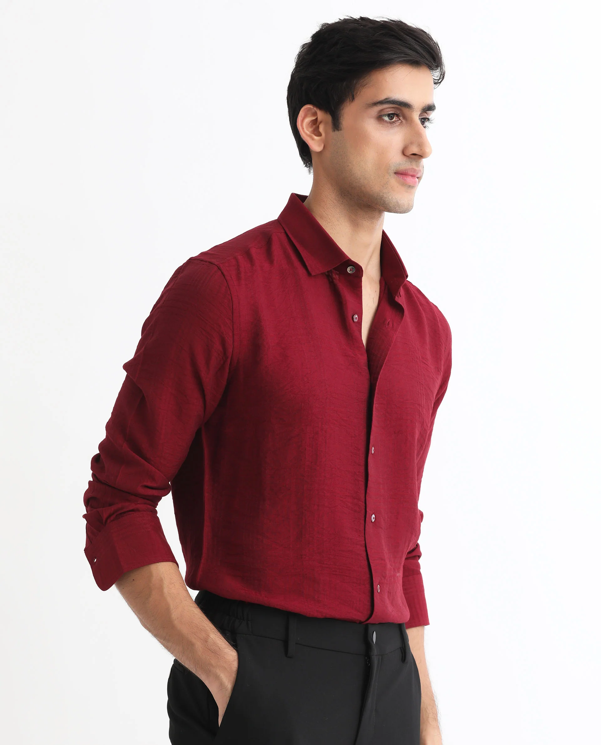 Rare Rabbit Men's Vagen Red Viscose Checked Print Regular Fit Full Sleeve Collared Shirt - Image 4